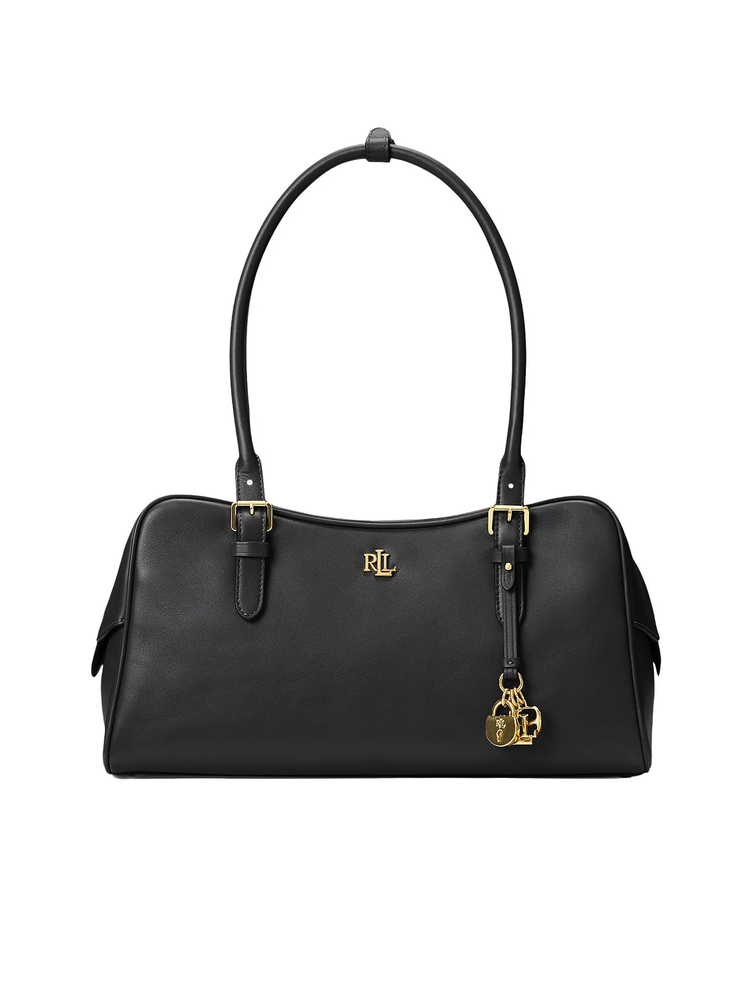 Lauren Ralph Lauren Borsa Leather Large Marcy Zip Satchel Nero