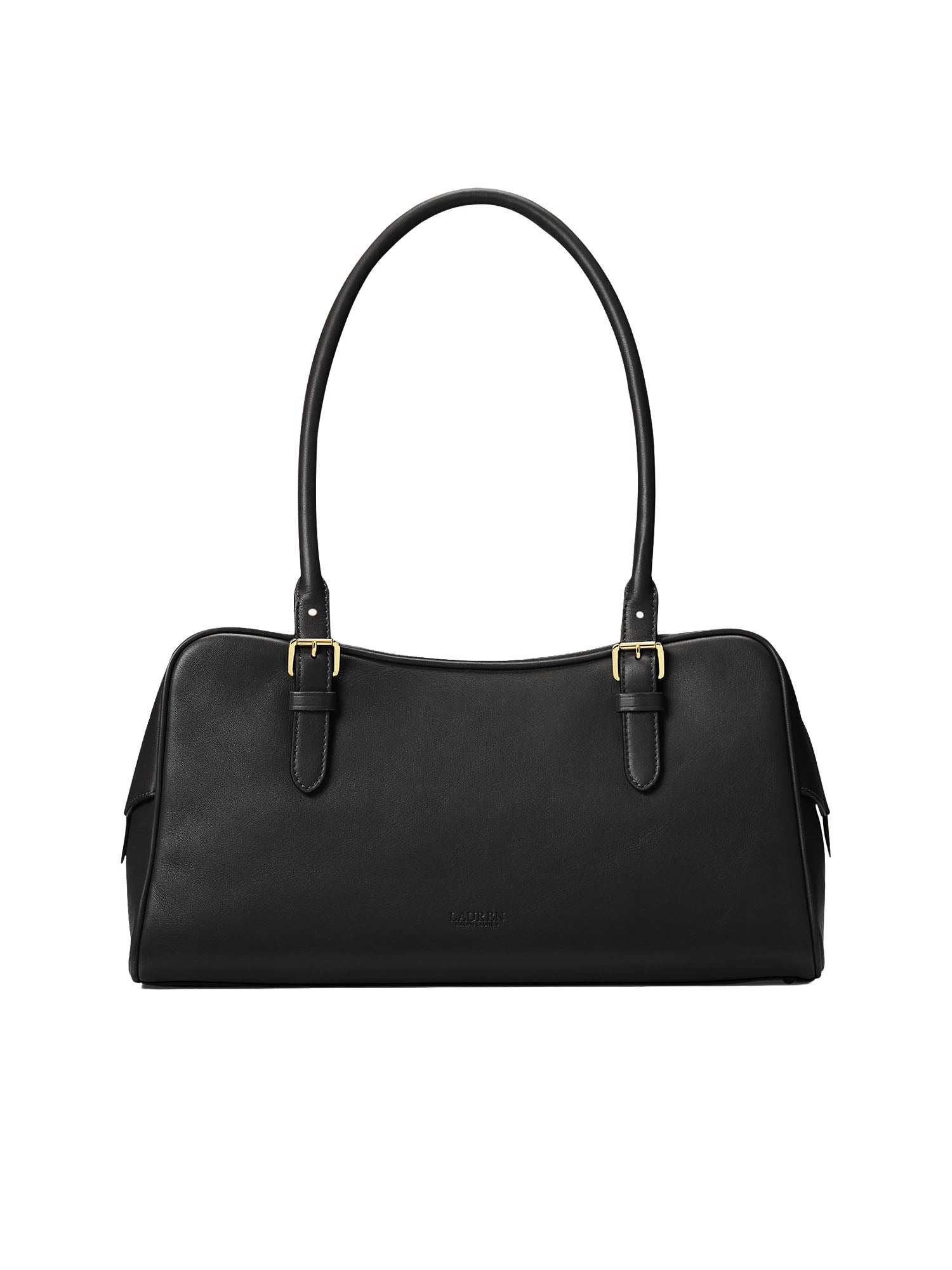 Lauren Ralph Lauren Borsa Leather Large Marcy Zip Satchel Nero