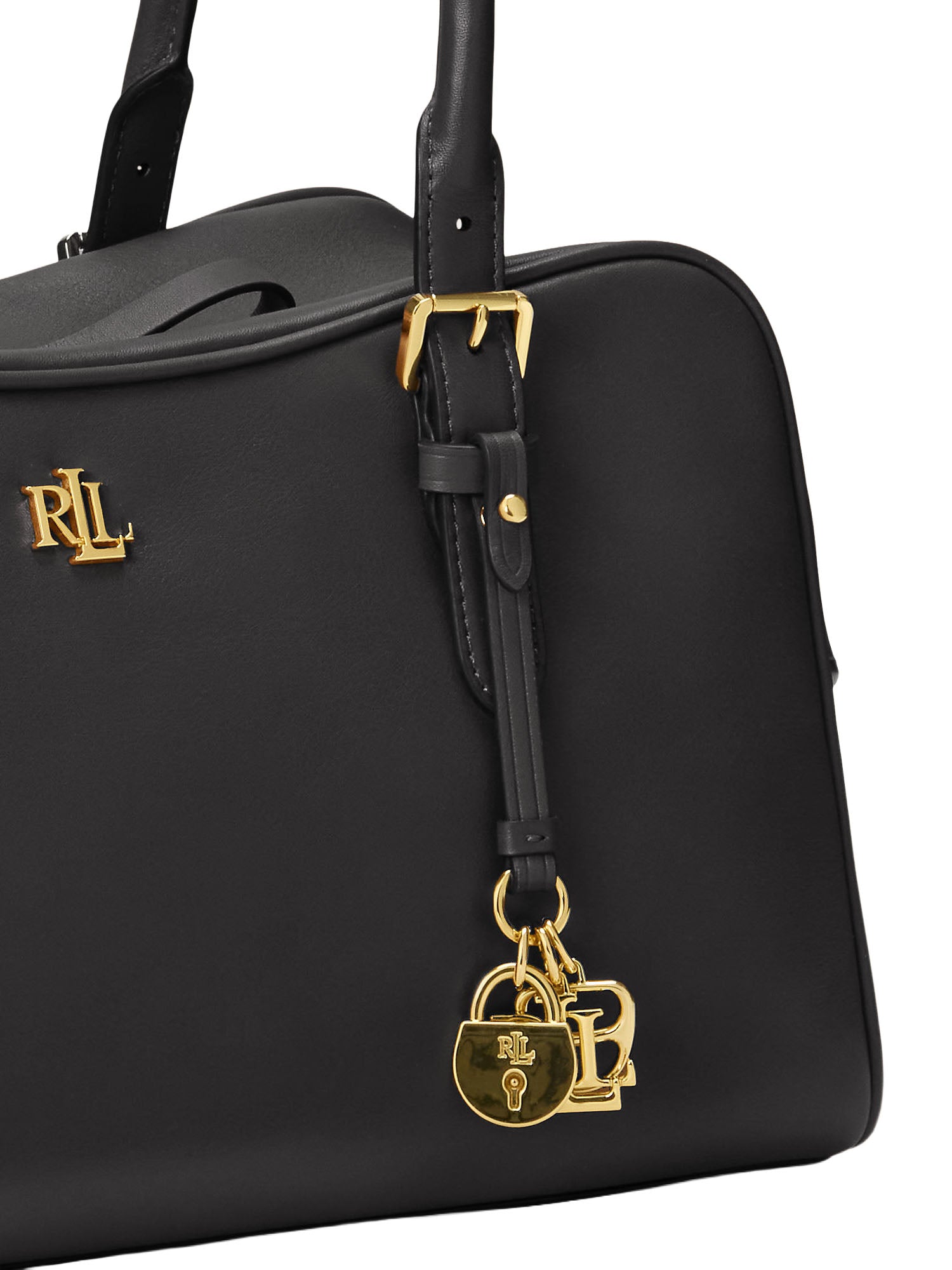 Lauren Ralph Lauren Borsa Leather Large Marcy Zip Satchel Nero