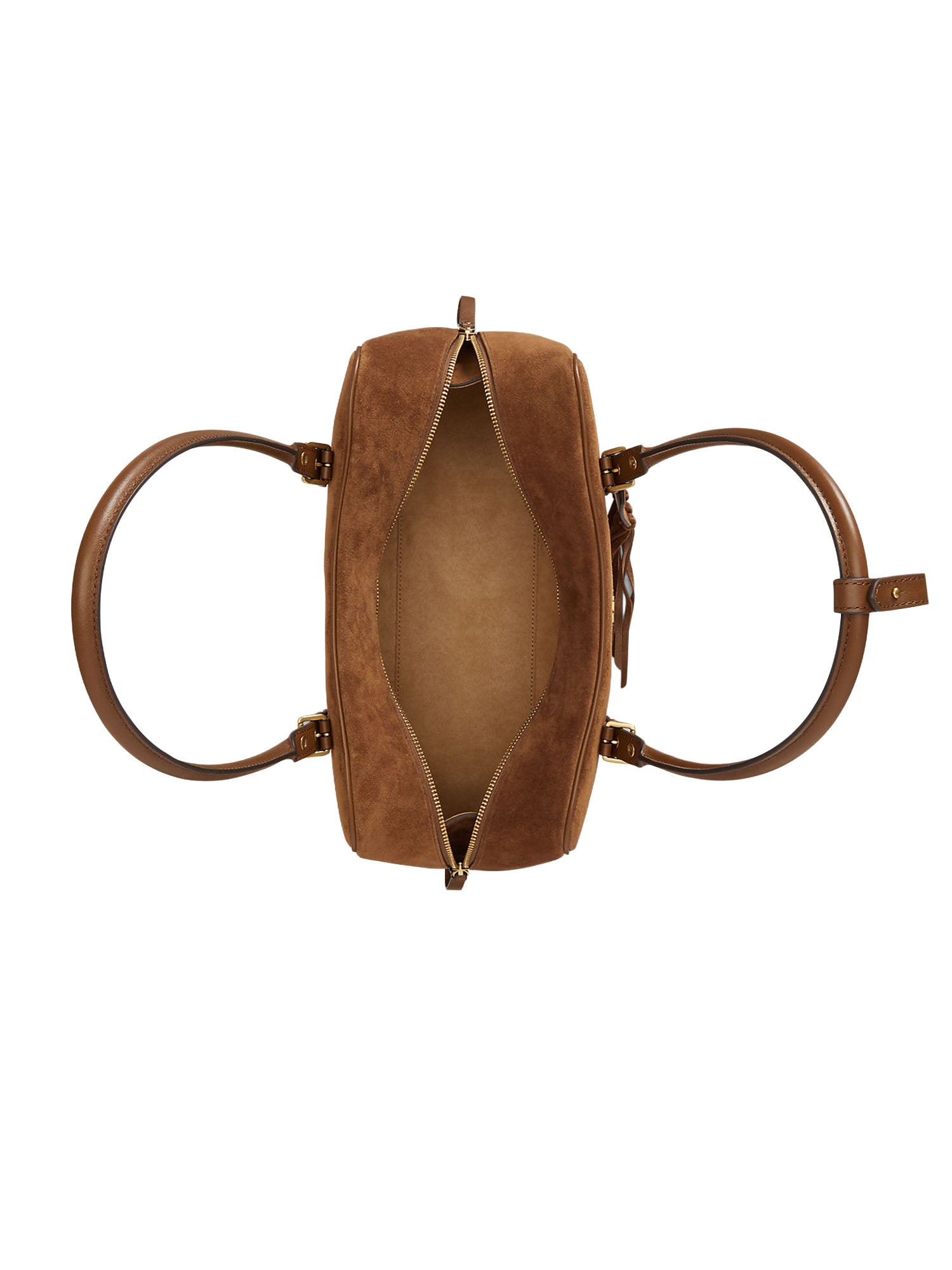 Lauren Ralph Lauren Suede Large Marcy Zip Satchel Marrone
