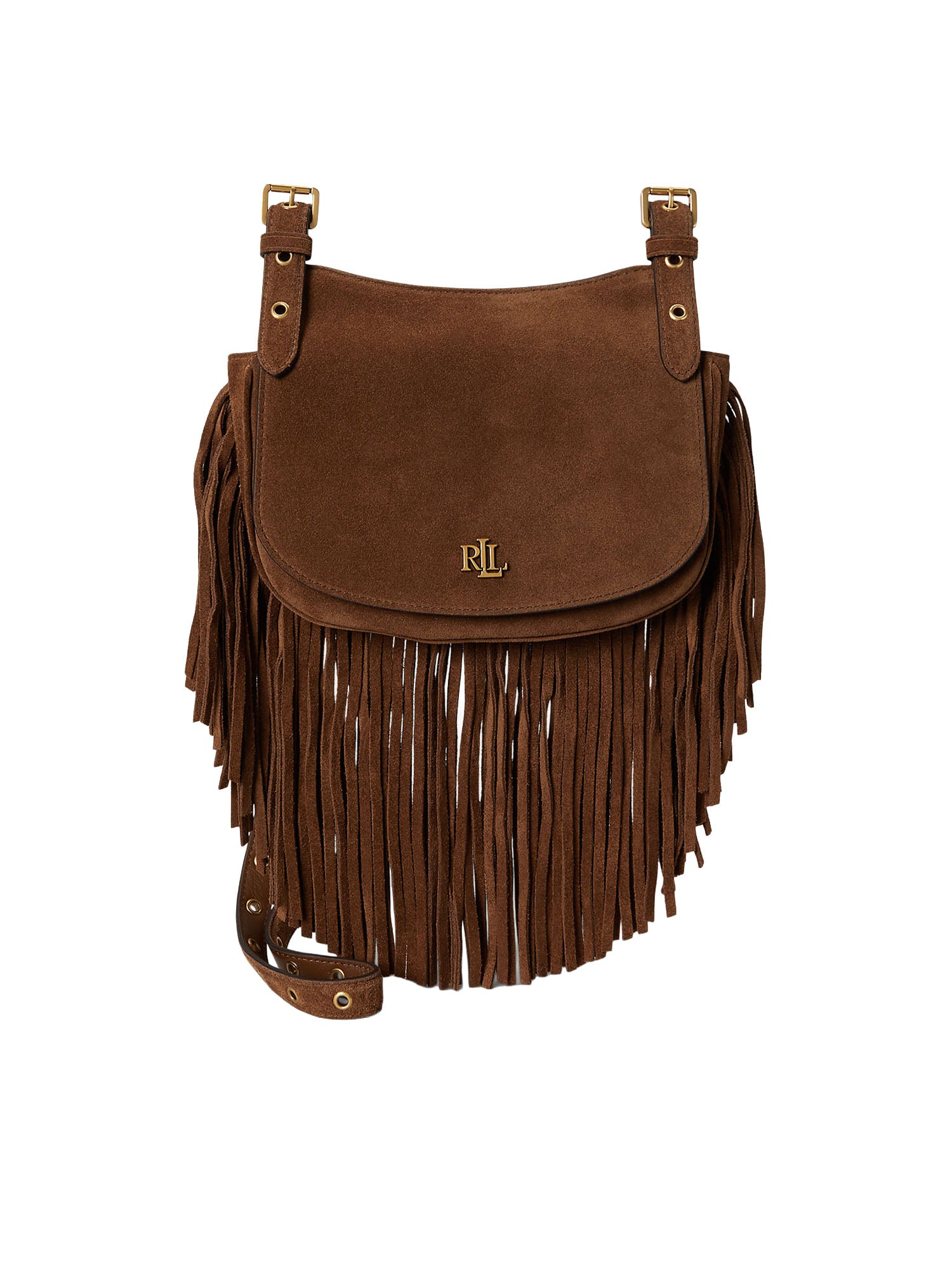 Lauren Ralph Lauren Fringe-Trim Medium Marcy Crossbody Marrone
