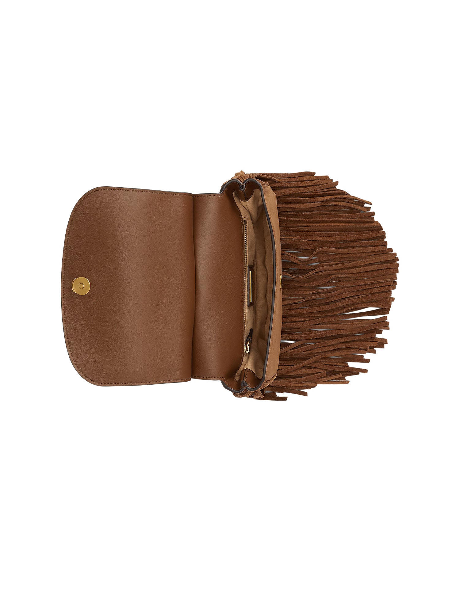 Lauren Ralph Lauren Fringe-Trim Medium Marcy Crossbody Marrone