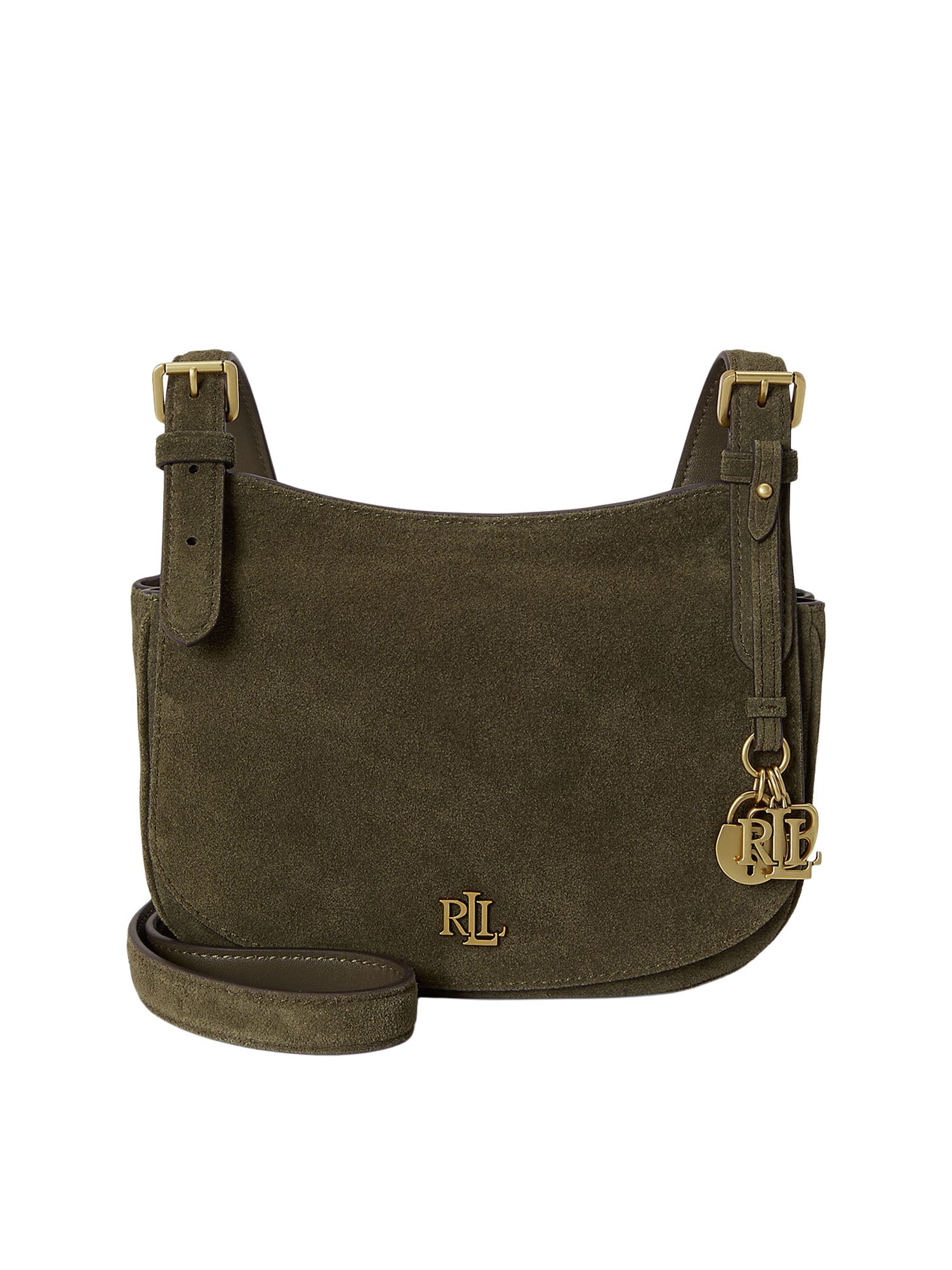 Lauren Ralph Lauren Suede Medium Marcy Crossbody Bag Verde
