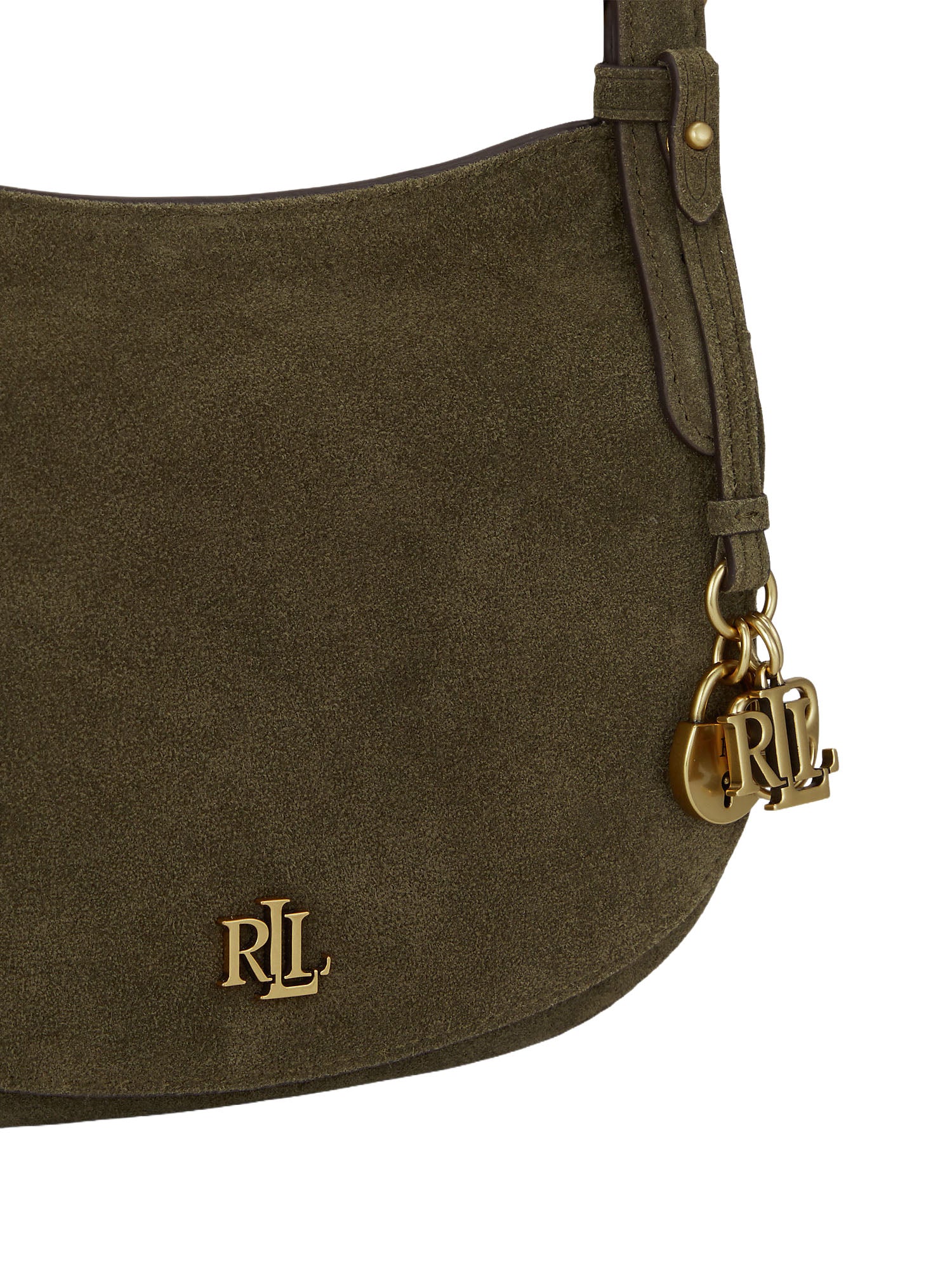 Lauren Ralph Lauren Suede Medium Marcy Crossbody Bag Verde