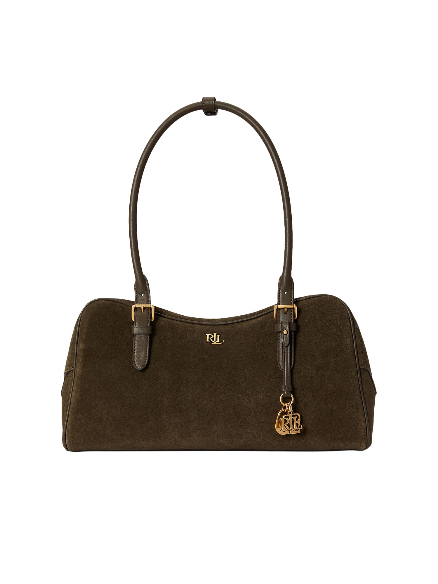 Lauren Ralph Lauren Suede Large Marcy Zip Satchel Verde