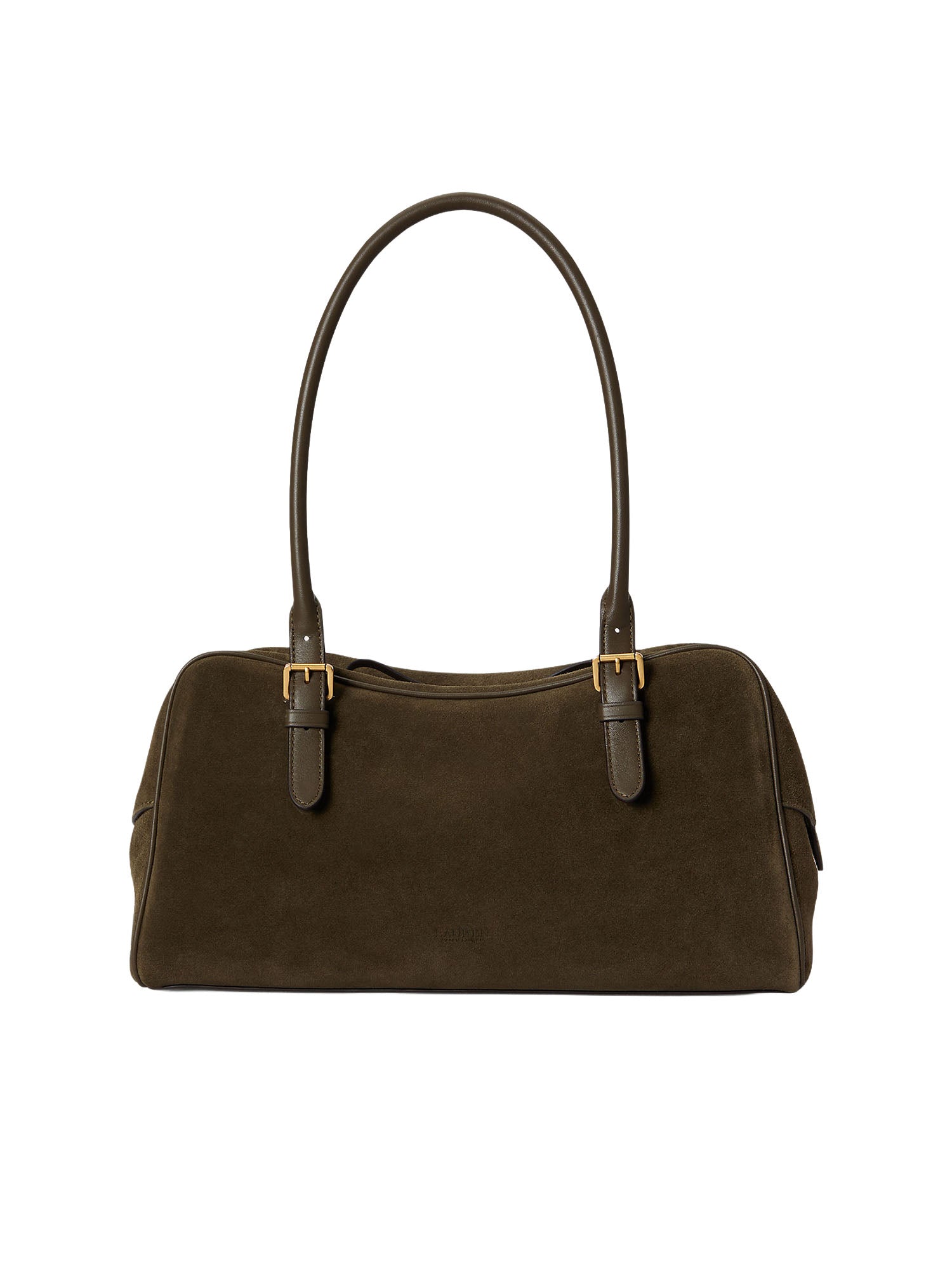 Lauren Ralph Lauren Suede Large Marcy Zip Satchel Verde