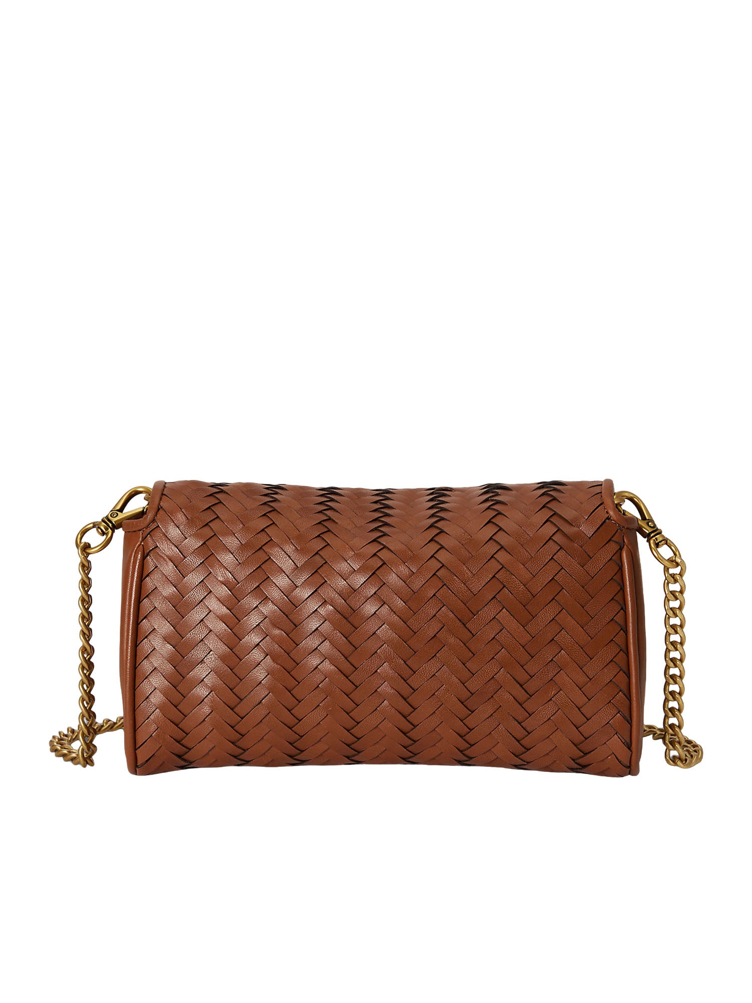 Lauren Ralph Lauren Woven Leather Tanner Crossbody Marrone