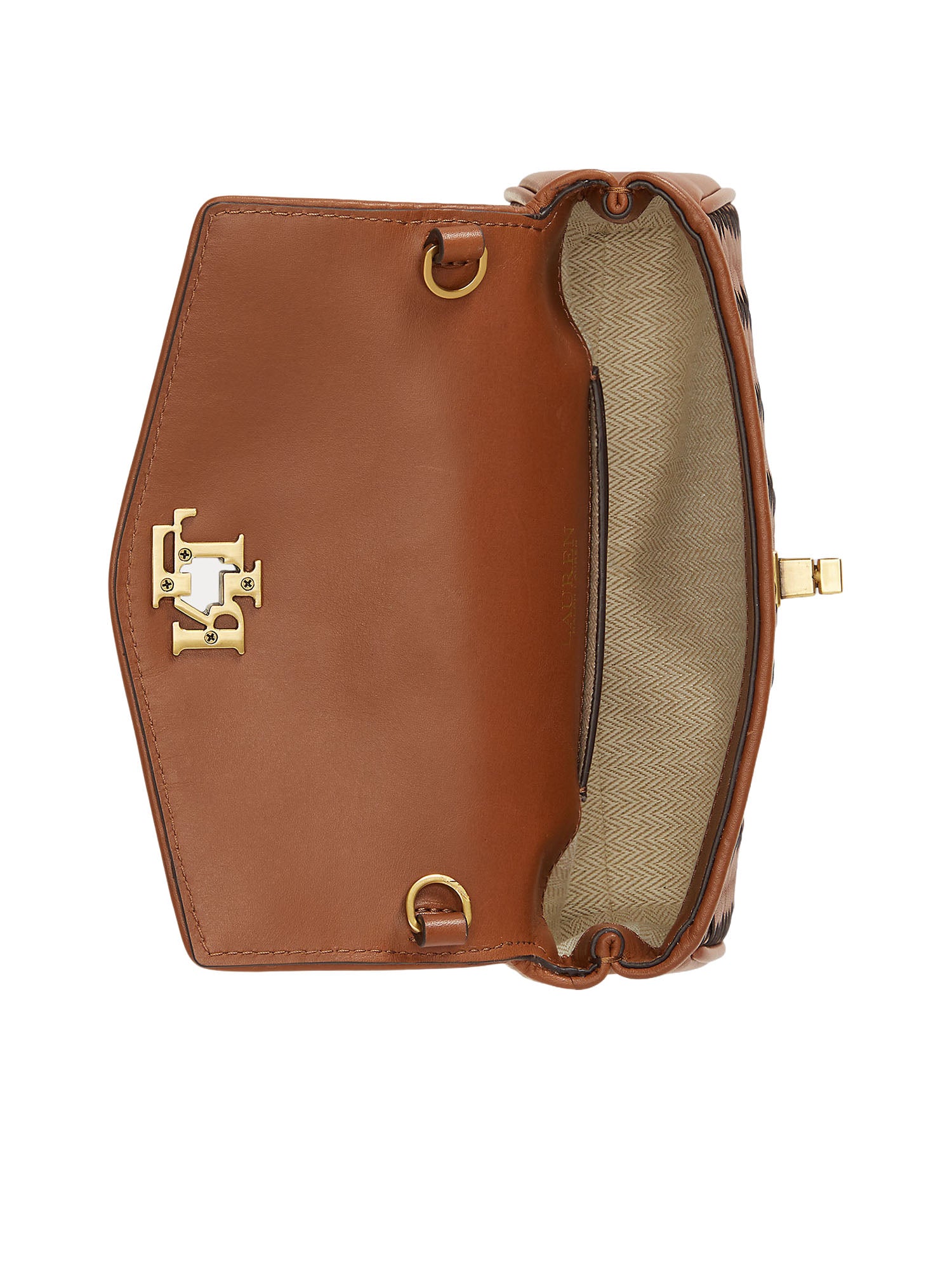Lauren Ralph Lauren Woven Leather Tanner Crossbody Marrone