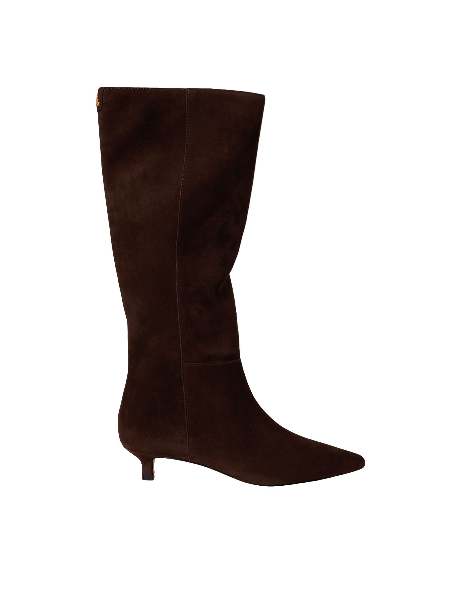 Lauren Ralph Lauren Francesca Sheep-Suede Tall Boot Heel Marrone