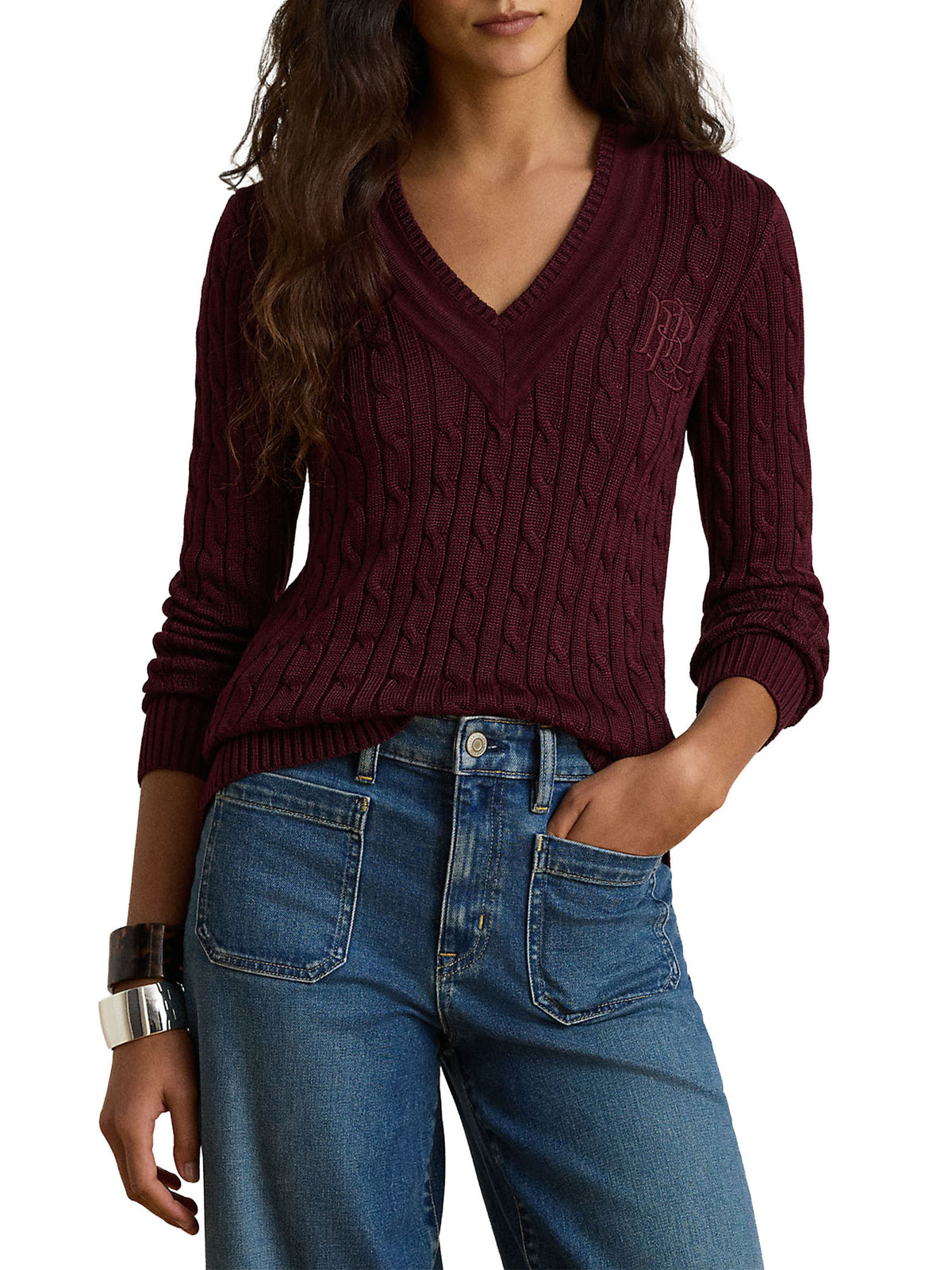 Lauren Ralph Lauren Cable-Knit Cricket Sweater Rosso