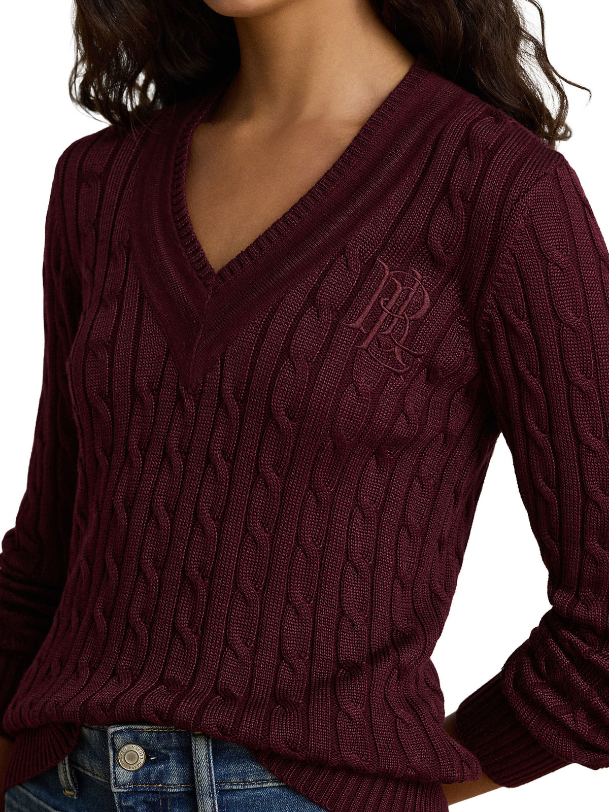 Lauren Ralph Lauren Cable-Knit Cricket Sweater Rosso