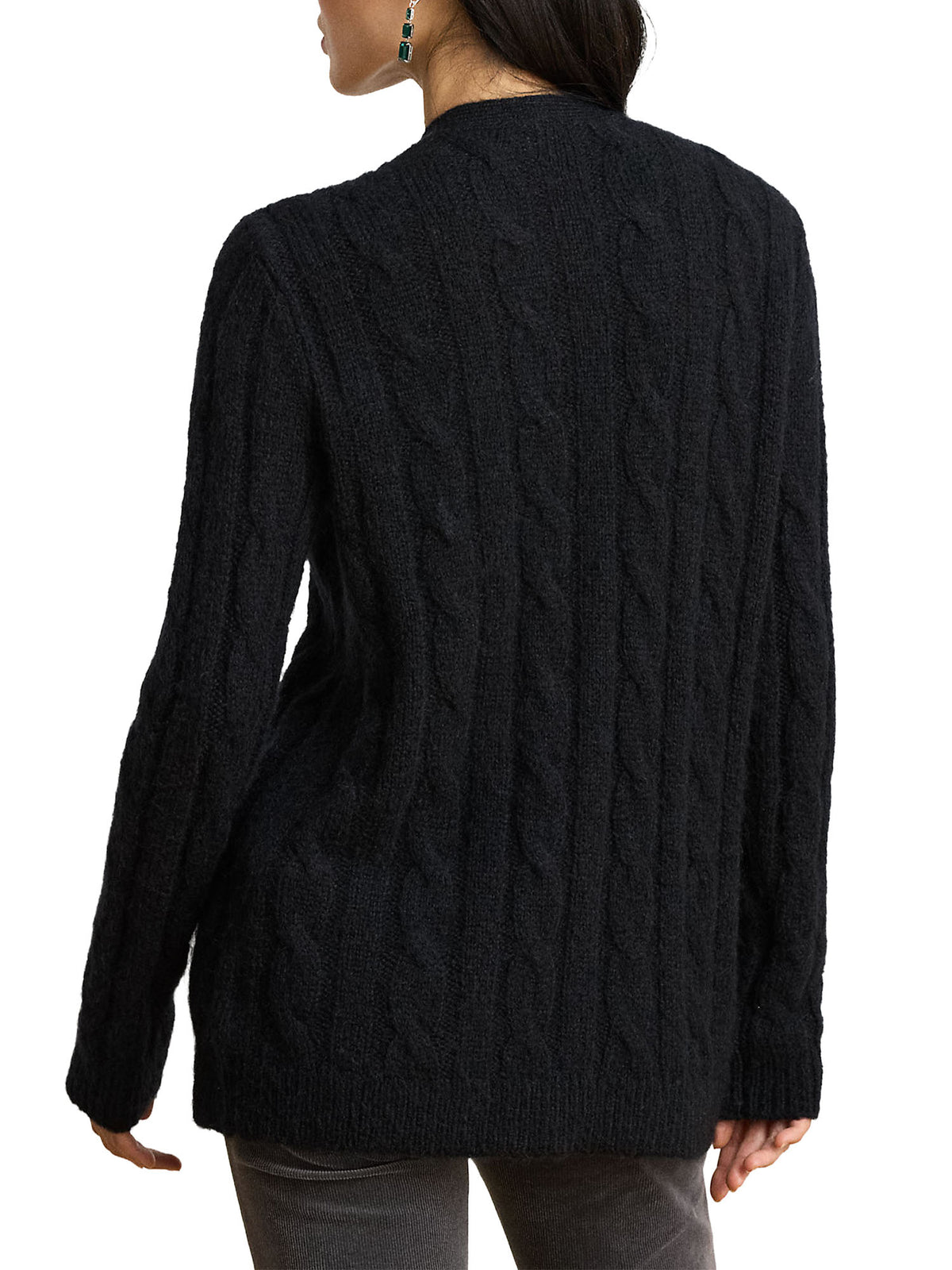 Lauren Ralph Lauren Cardigan a trecce con applicazione gioiello Nero