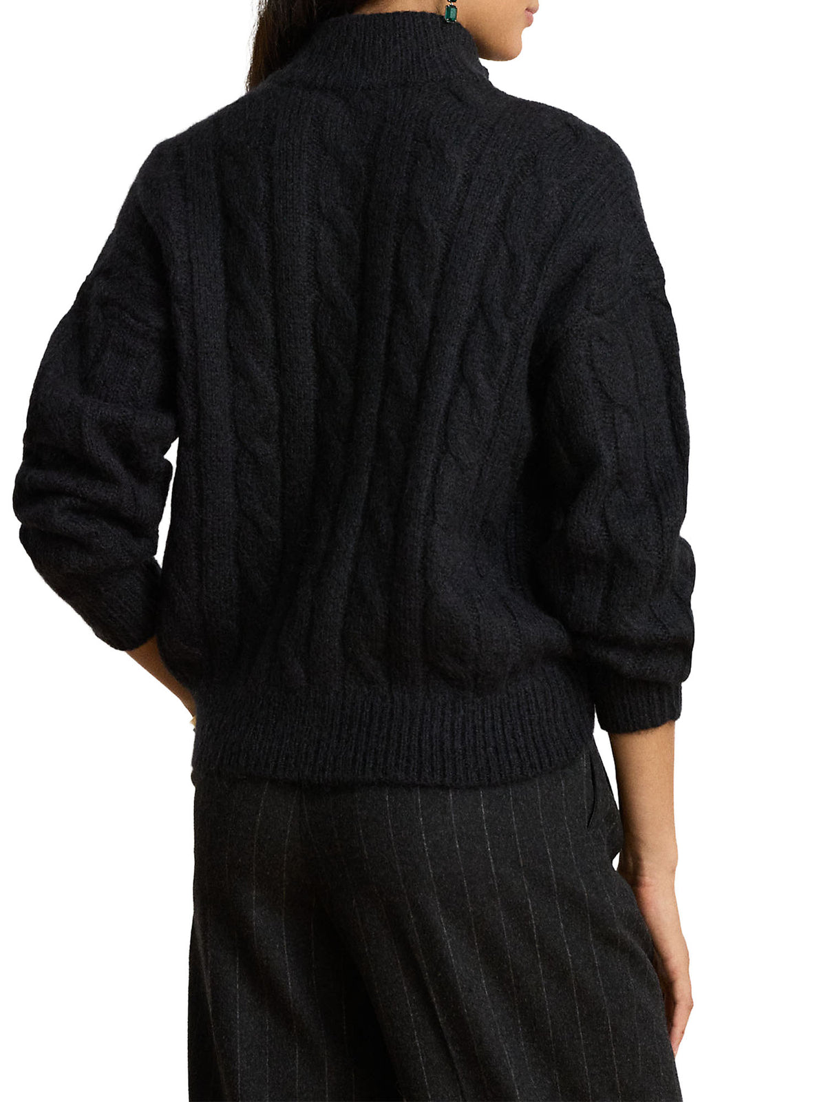 Lauren Ralph Lauren Maglia a trecce con collo alto e zi Nero