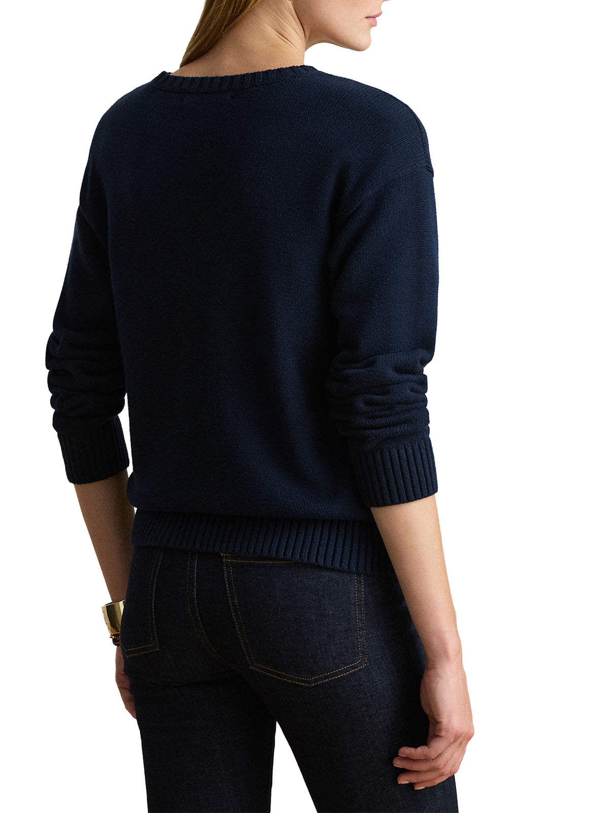 Lauren Ralph Lauren Intarsia-Knit Vizsla Cotton Sweater Blu
