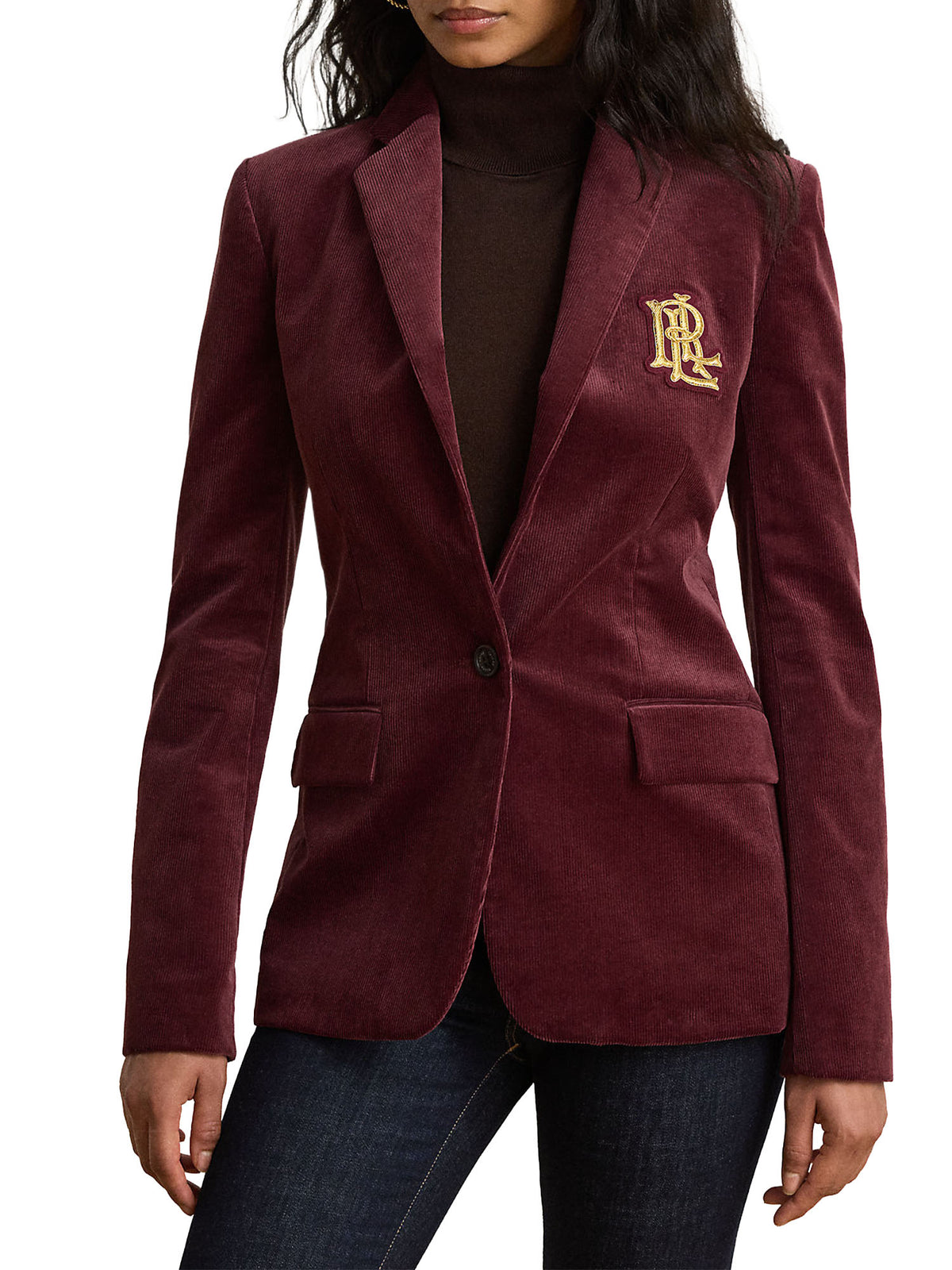 Lauren Ralph Lauren Blazer in velluto a coste stretch Rosso