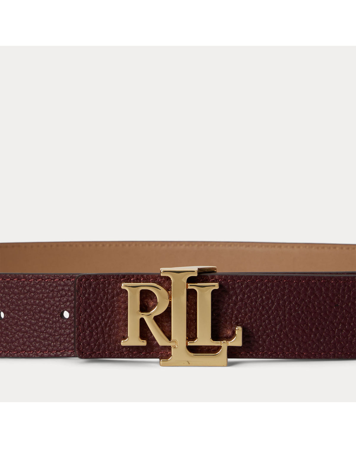 Lauren Ralph Lauren Cintura reversibile in pelle martellata Bordeaux