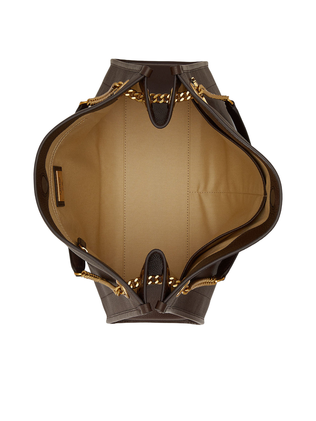 Lauren Ralph Lauren Borsa tote Bradley large in pelle martellata Marrone