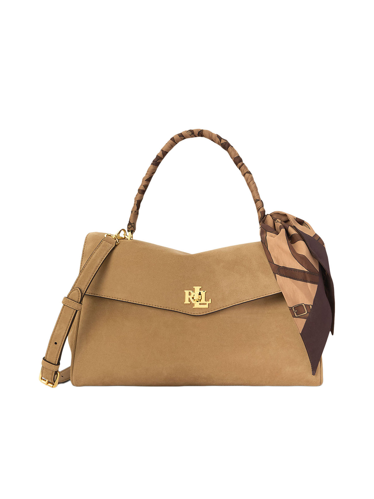 Lauren Ralph Lauren Borsa a mano Farrah media in suede Marrone