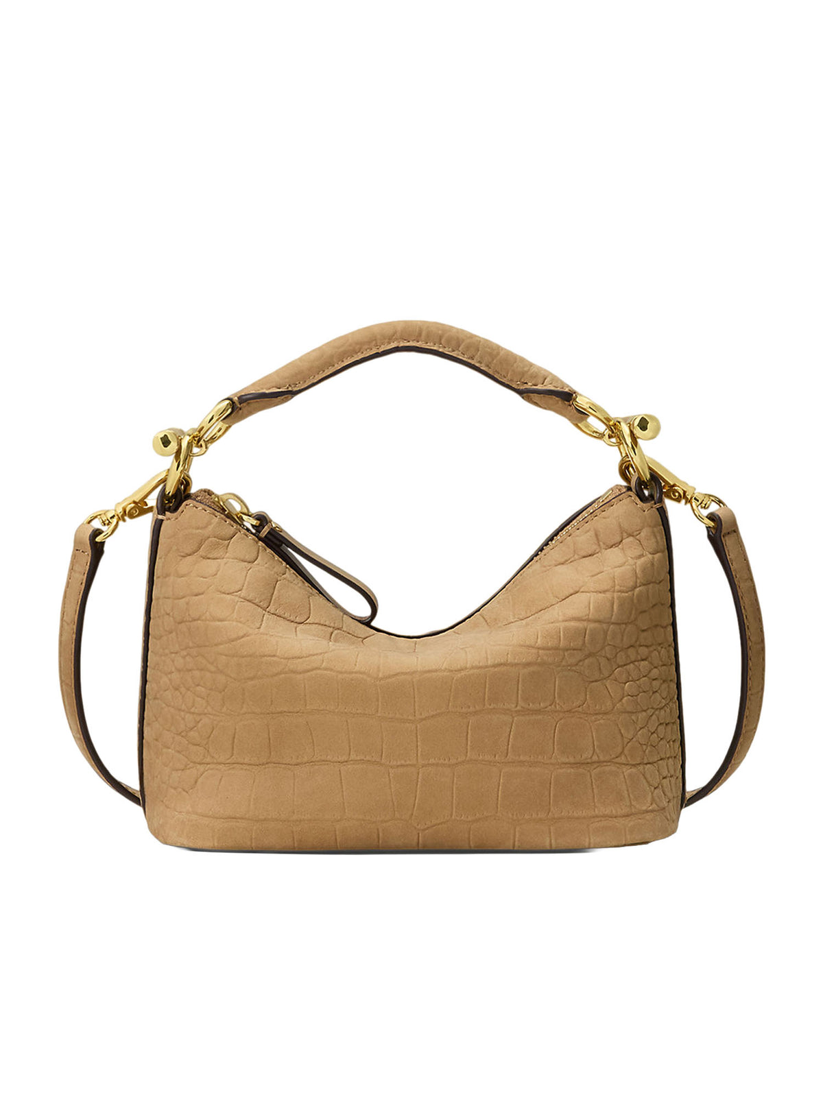 Lauren Ralph Lauren Borsa a spalla Blaike mini in pelle nabuk effetto coccodrillo Marrone