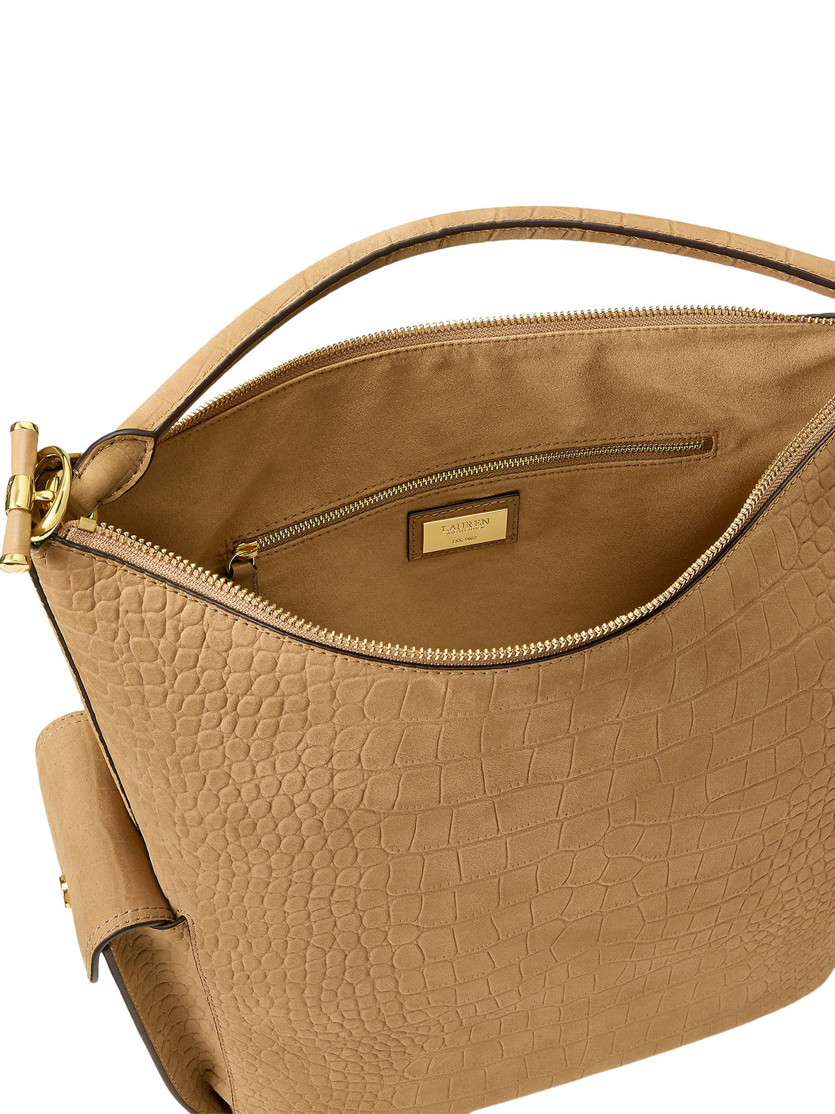 Lauren Ralph Lauren Borsa a spalla Blaike large in pelle nabuk Marrone