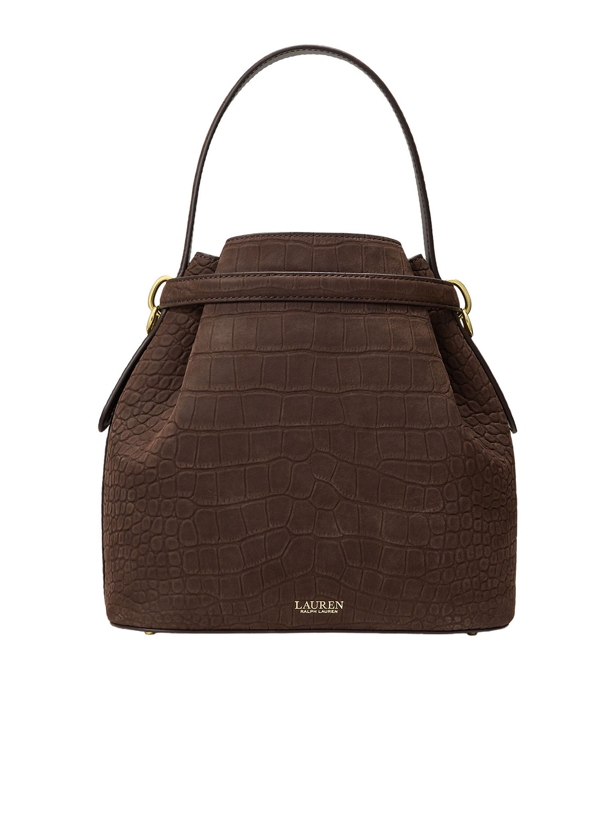 Lauren Ralph Lauren Borsa a secchiello Blaike media in pelle nabuk effetto coccodrillo Marrone