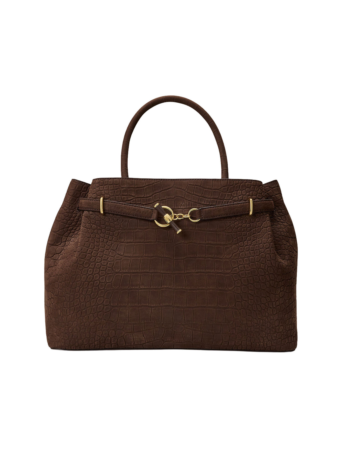 Lauren Ralph Lauren Borsa a mano Blaike large in pelle nabuk effetto coccodrillo Marrone