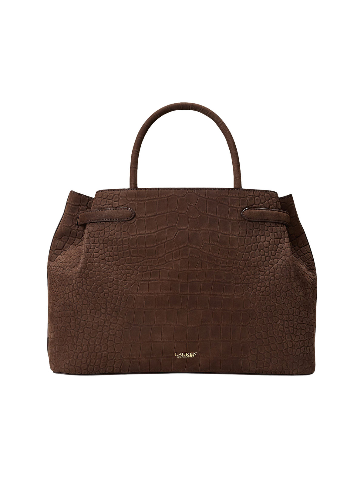 Lauren Ralph Lauren Borsa a mano Blaike large in pelle nabuk effetto coccodrillo Marrone