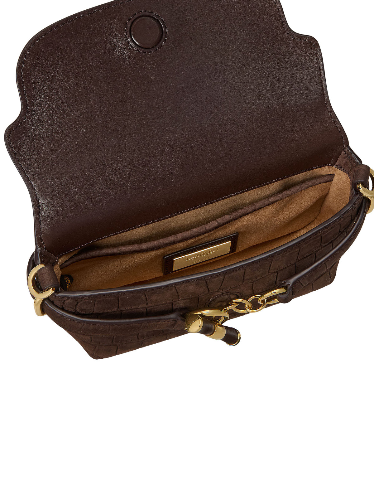 Lauren Ralph Lauren Borsa a tracolla Blaike small in pelle nabuk effetto coccodrillo Marrone