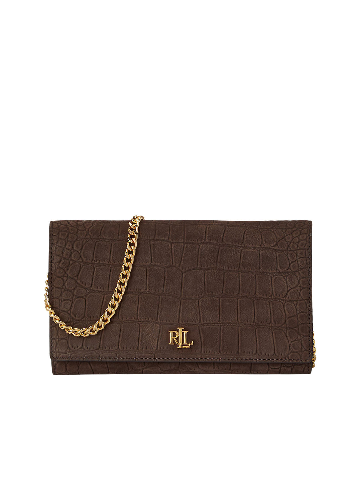 Lauren Ralph Lauren Borsa a tracolla media Adair II in pelle effetto coccodrillo Marrone