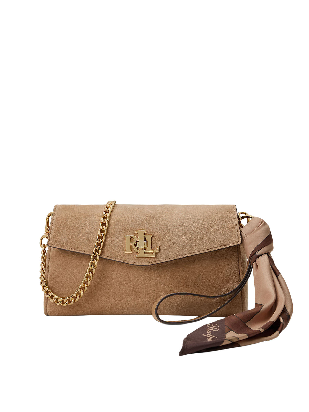 Lauren Ralph Lauren Portafoglio a tracolla con foulard e chiusura turn-lock Marrone