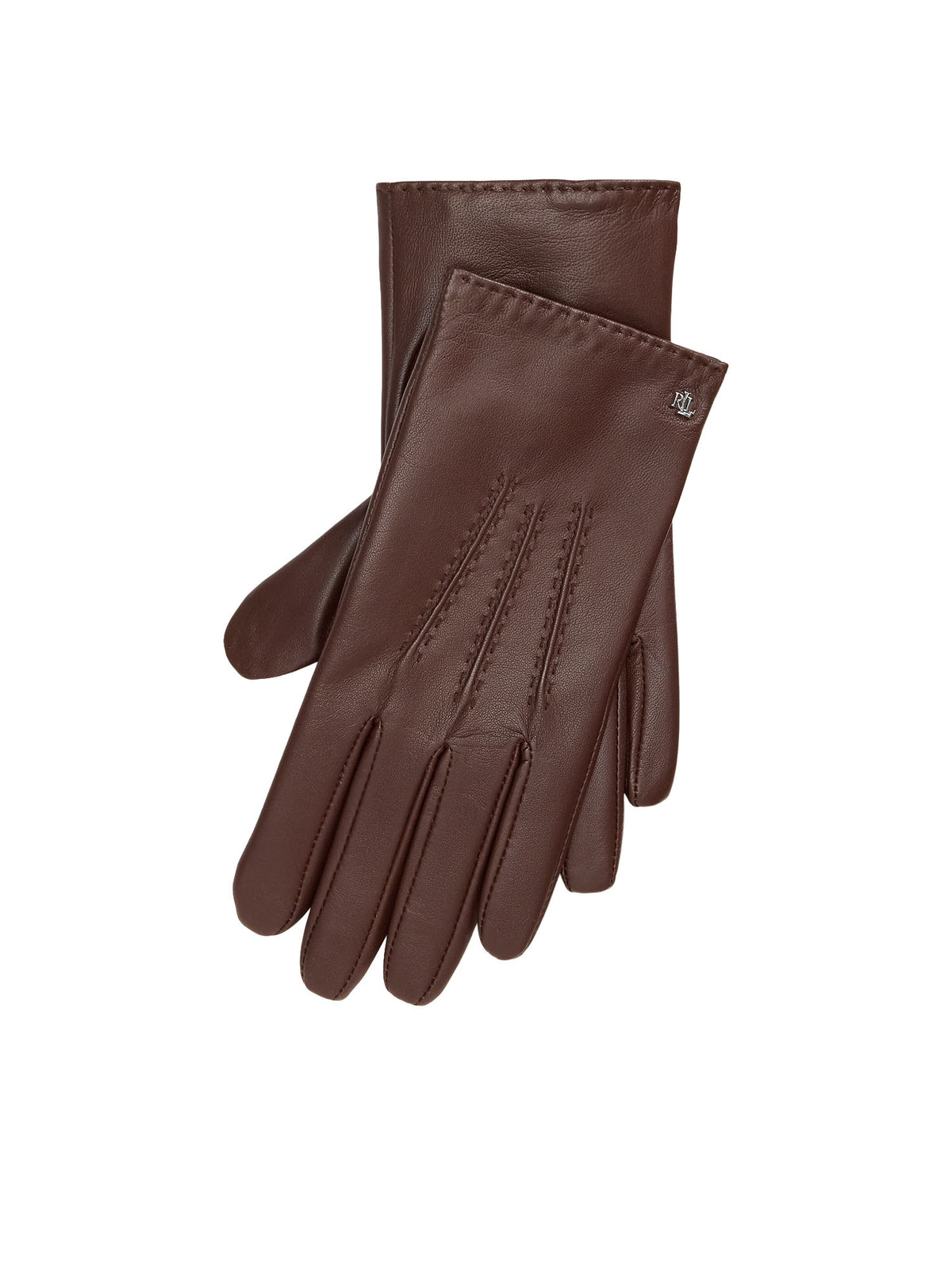 Lauren Ralph Lauren Guanti Tecnici In Pelle Di Agnello Cuciti Bordeaux