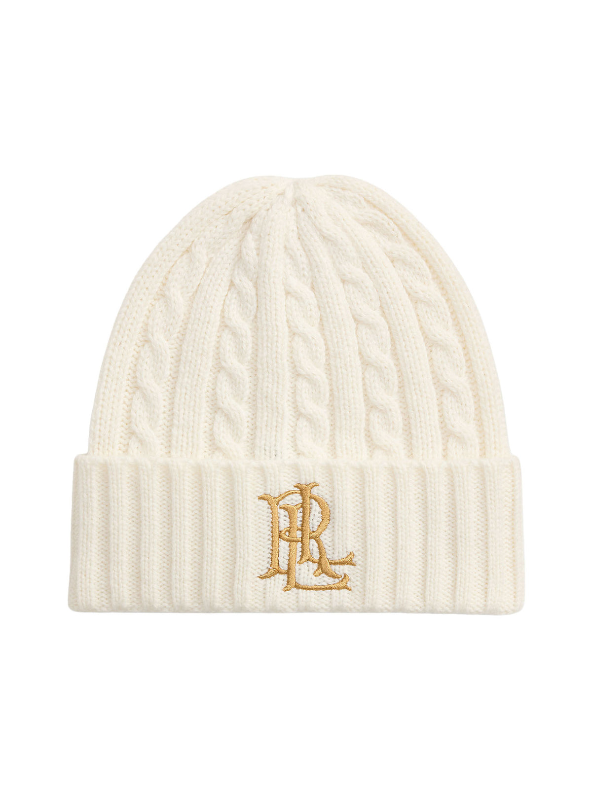Lauren Ralph Lauren Berretto beanie a trecce con logo ricamato Beige