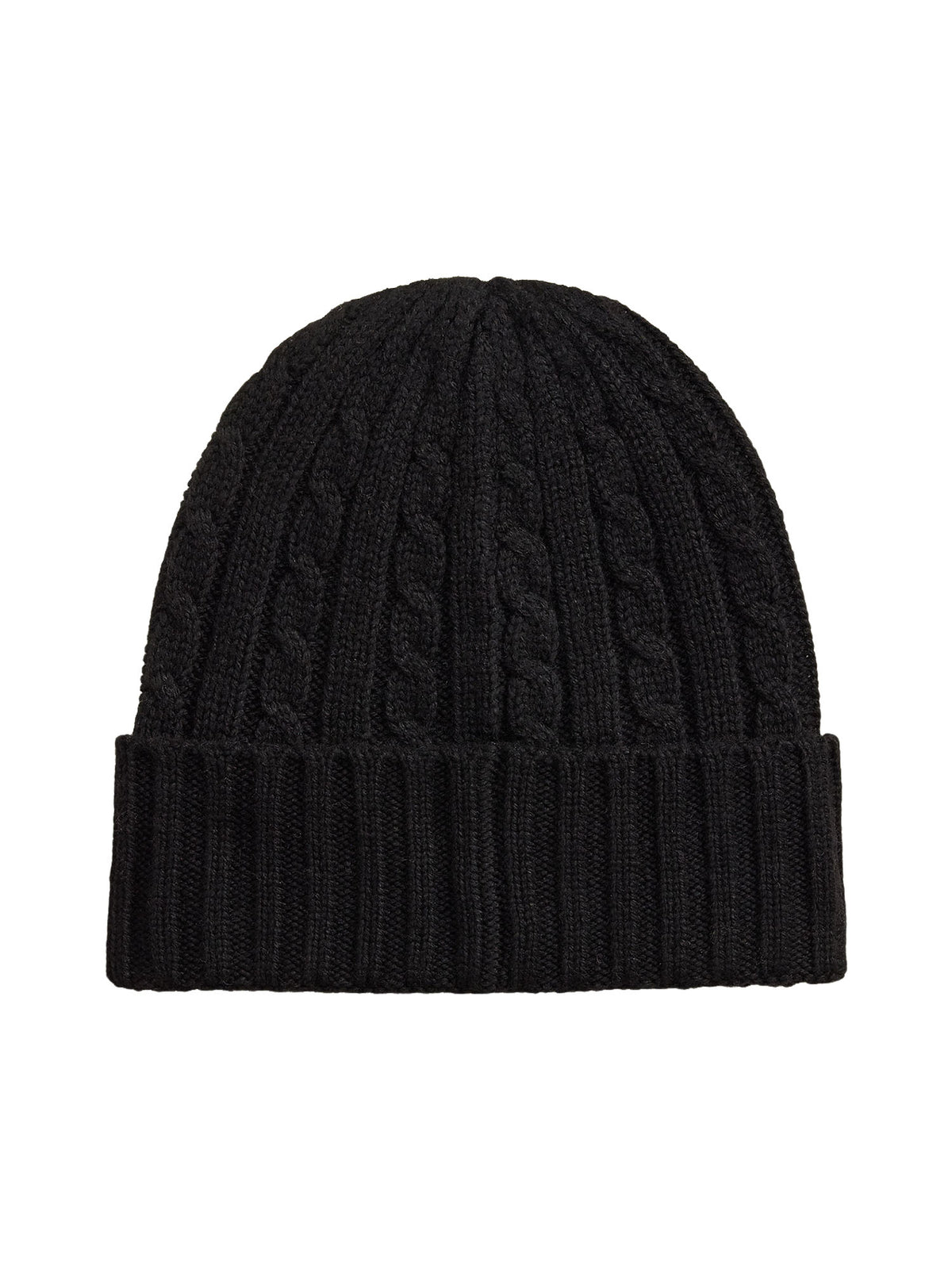 Lauren Ralph Lauren Berretto beanie a trecce con logo ricamato Nero