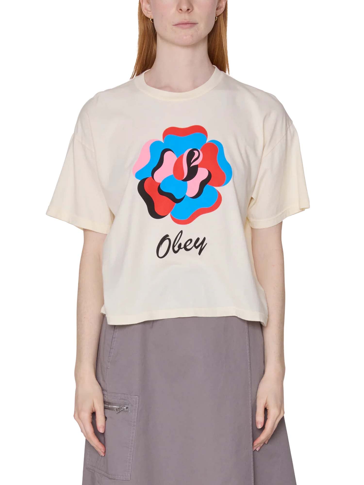 Obey Paper Rose Row T-Shirt Bianco
