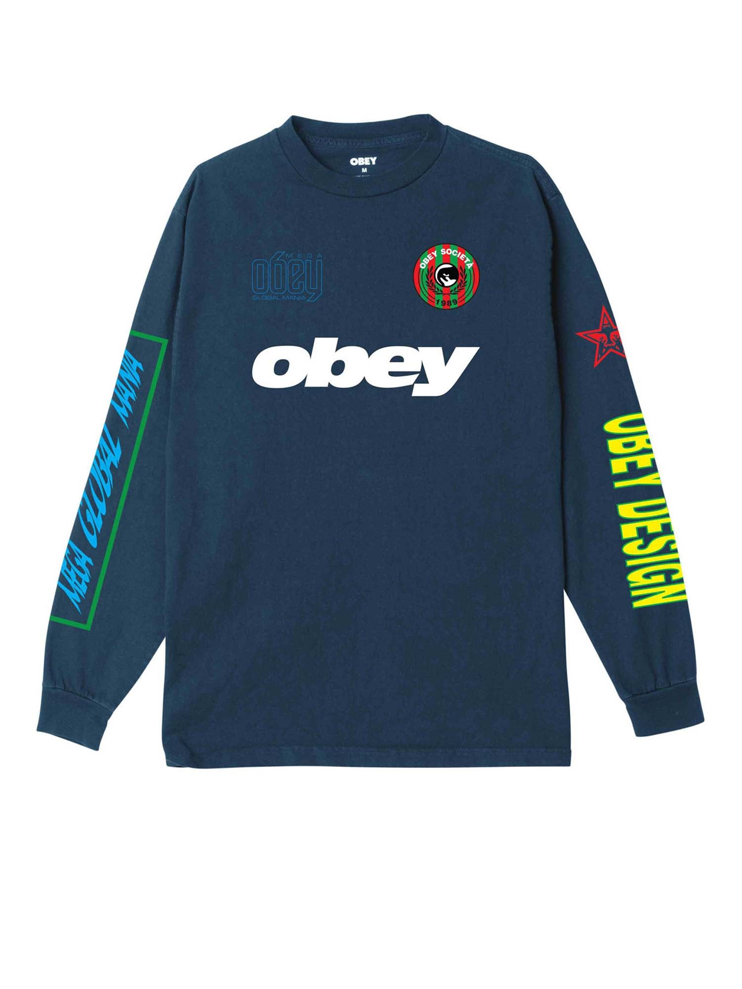 Obey Obey Mega Global Mania Longsleeve T-Shirt Blu