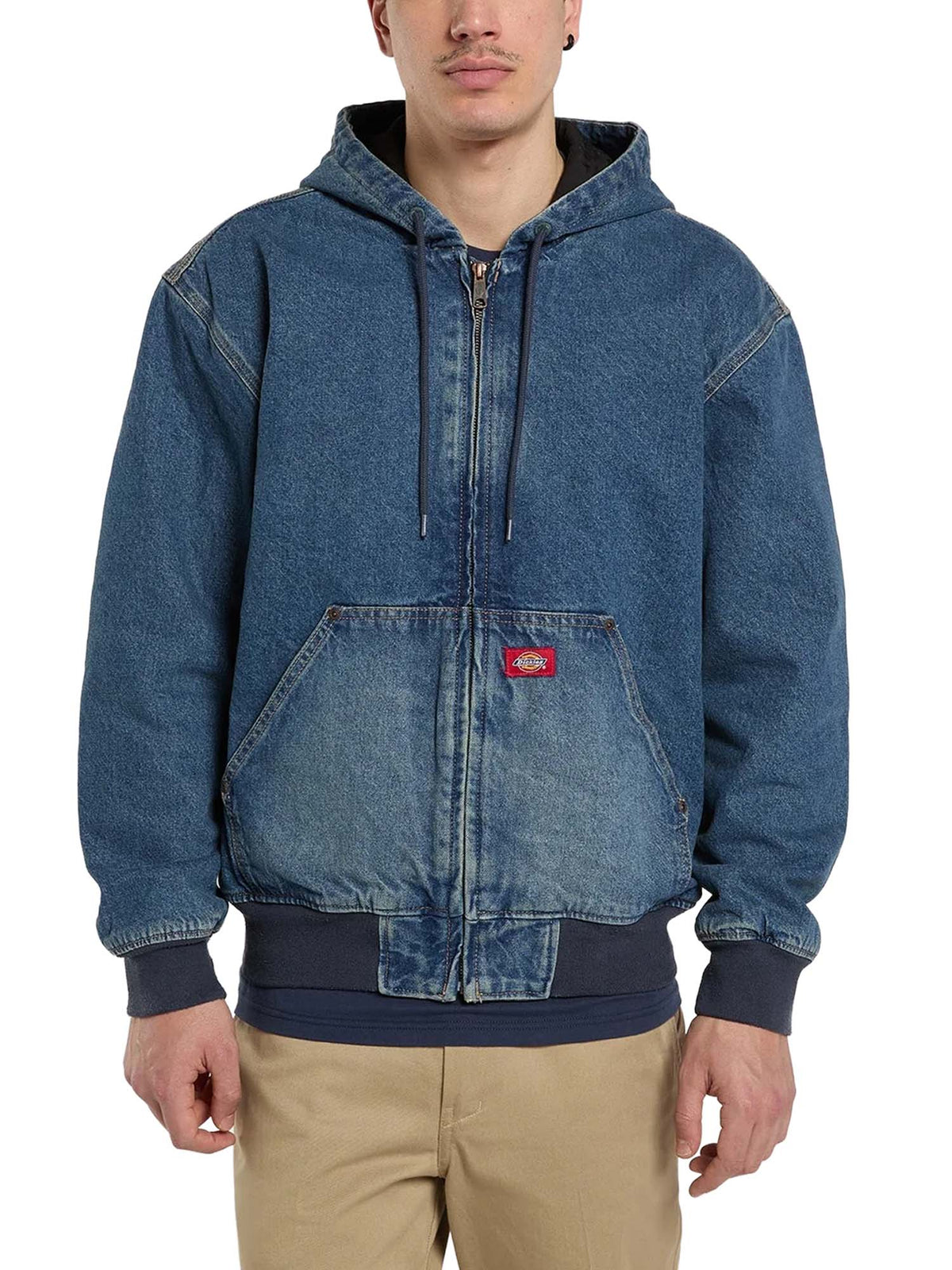 Dickies Giacca bomber con cappuccio in denim foderato Blu