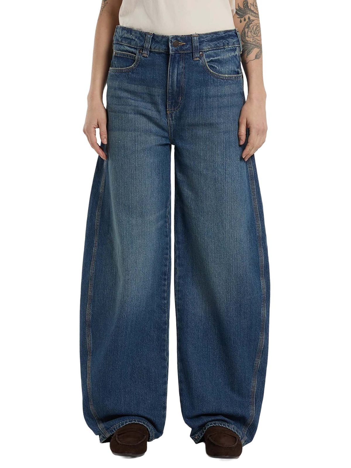 Dickies Jeans barrel a vita bassa Maricopa da donna Blu