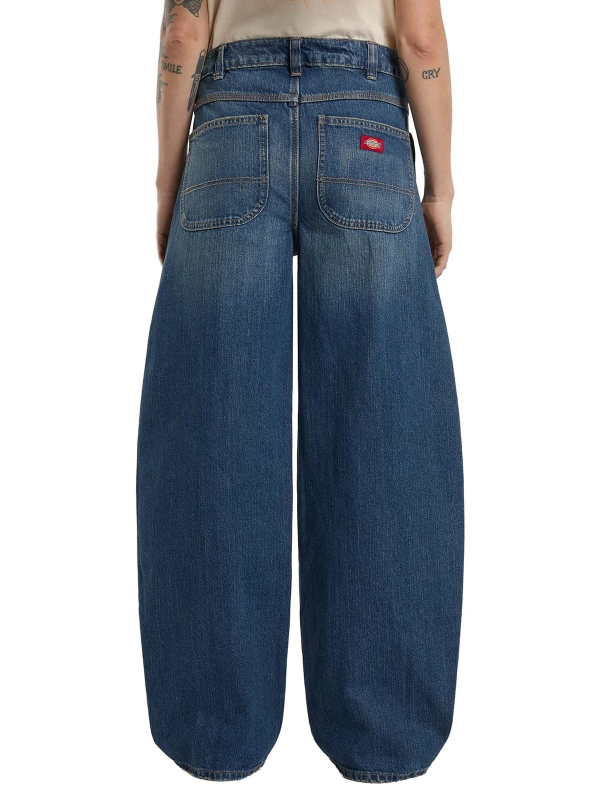 Dickies Jeans barrel a vita bassa Maricopa da donna Blu