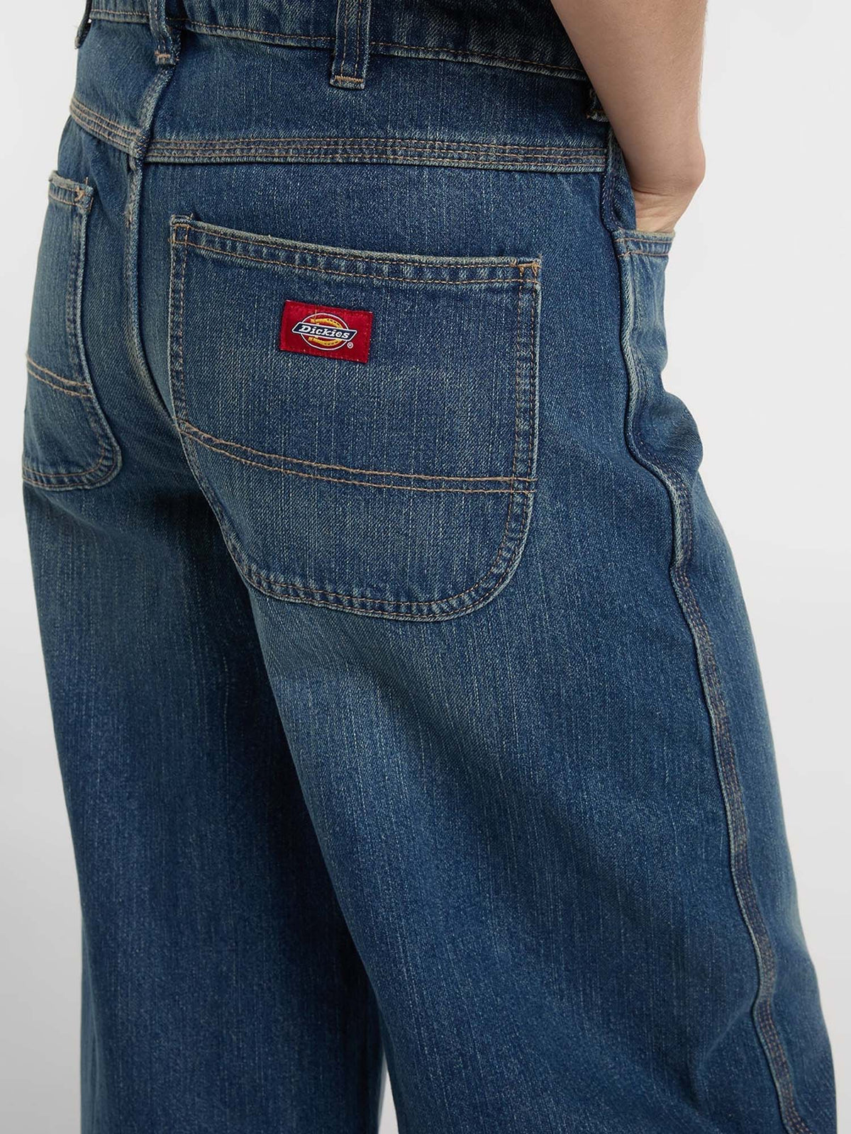 Dickies Jeans barrel a vita bassa Maricopa da donna Blu