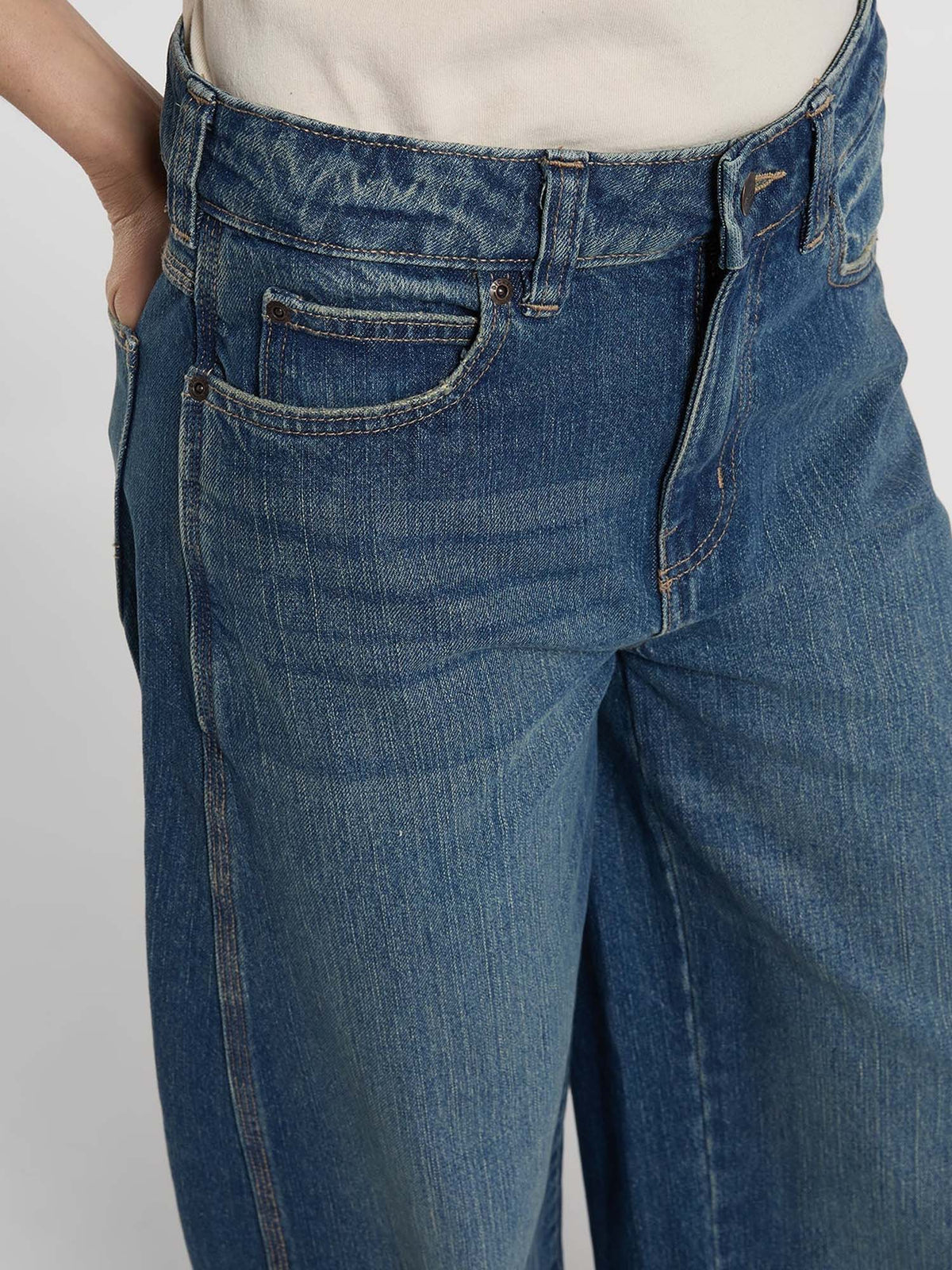 Dickies Jeans barrel a vita bassa Maricopa da donna Blu
