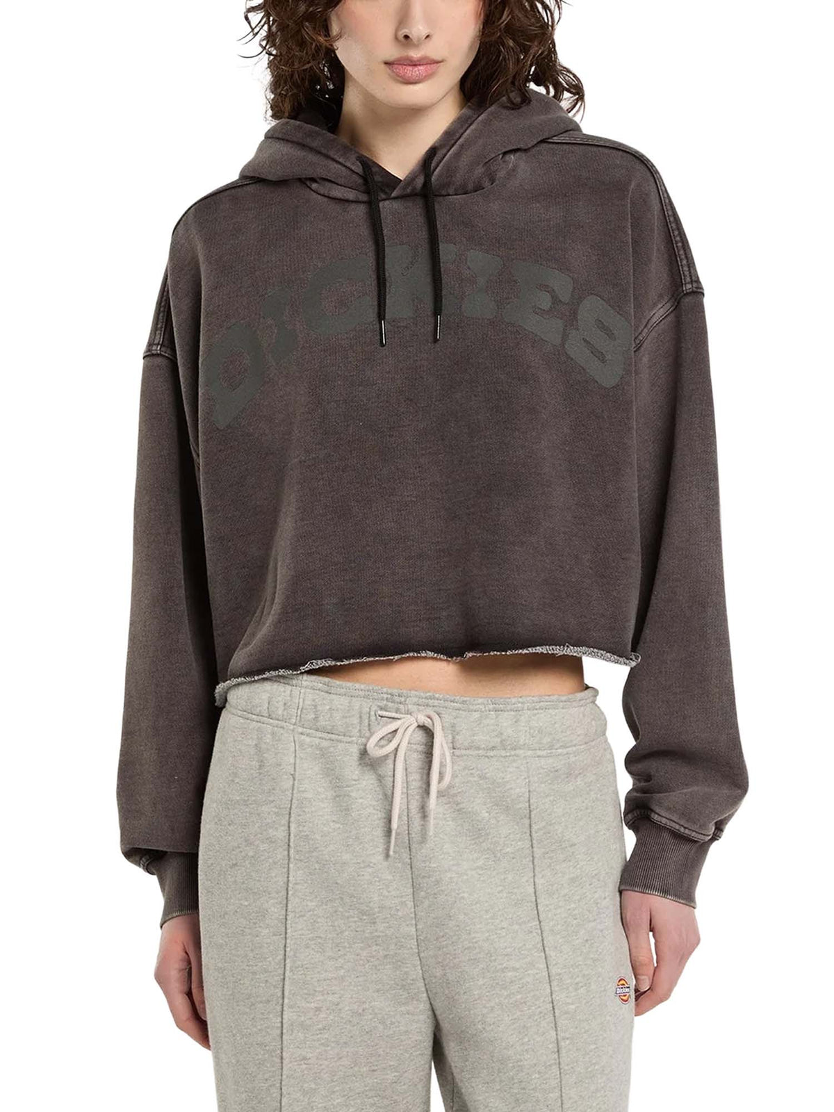 Dickies Felpa con cappuccio corta in vita Hollywood da donna Nero