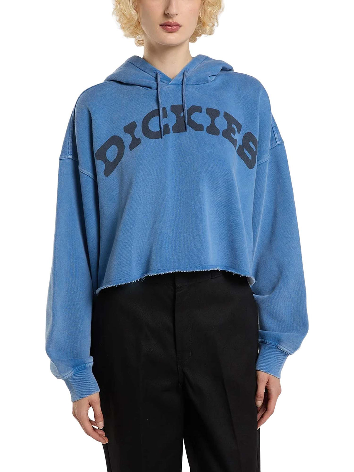Dickies Felpa con cappuccio corta in vita Hollywood da donna Blu