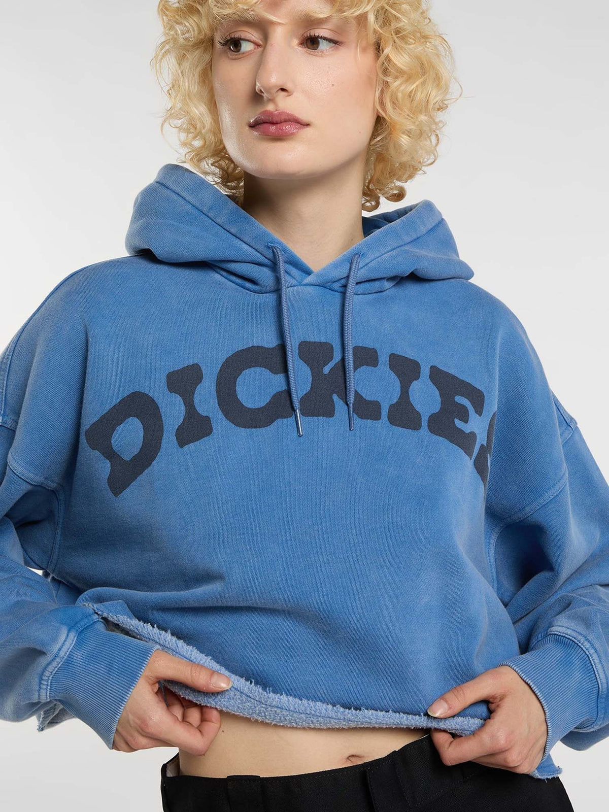 Dickies Felpa con cappuccio corta in vita Hollywood da donna Blu