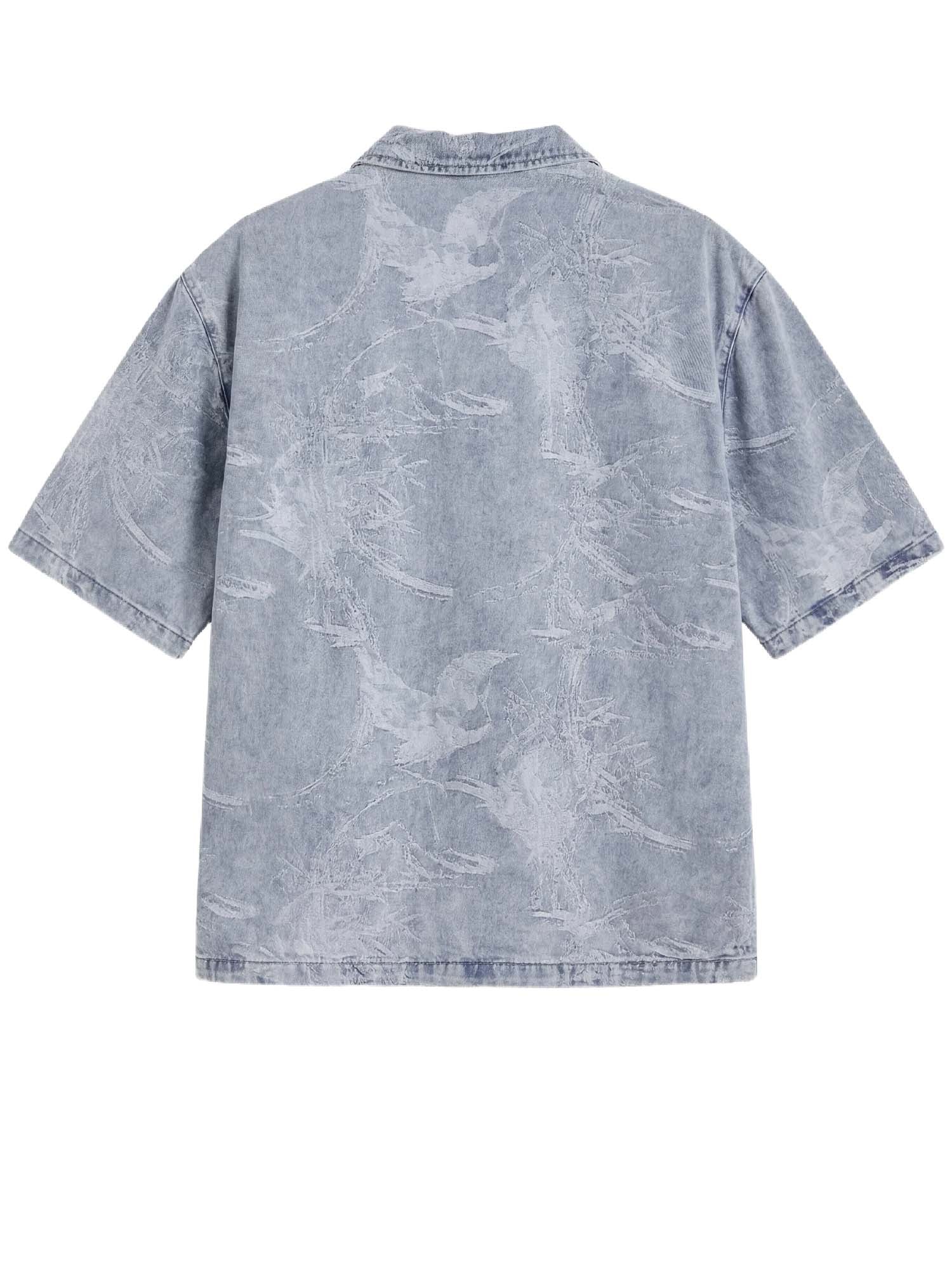 Project X Paris Camicia a maniche corte in denim effetto usurato Blu