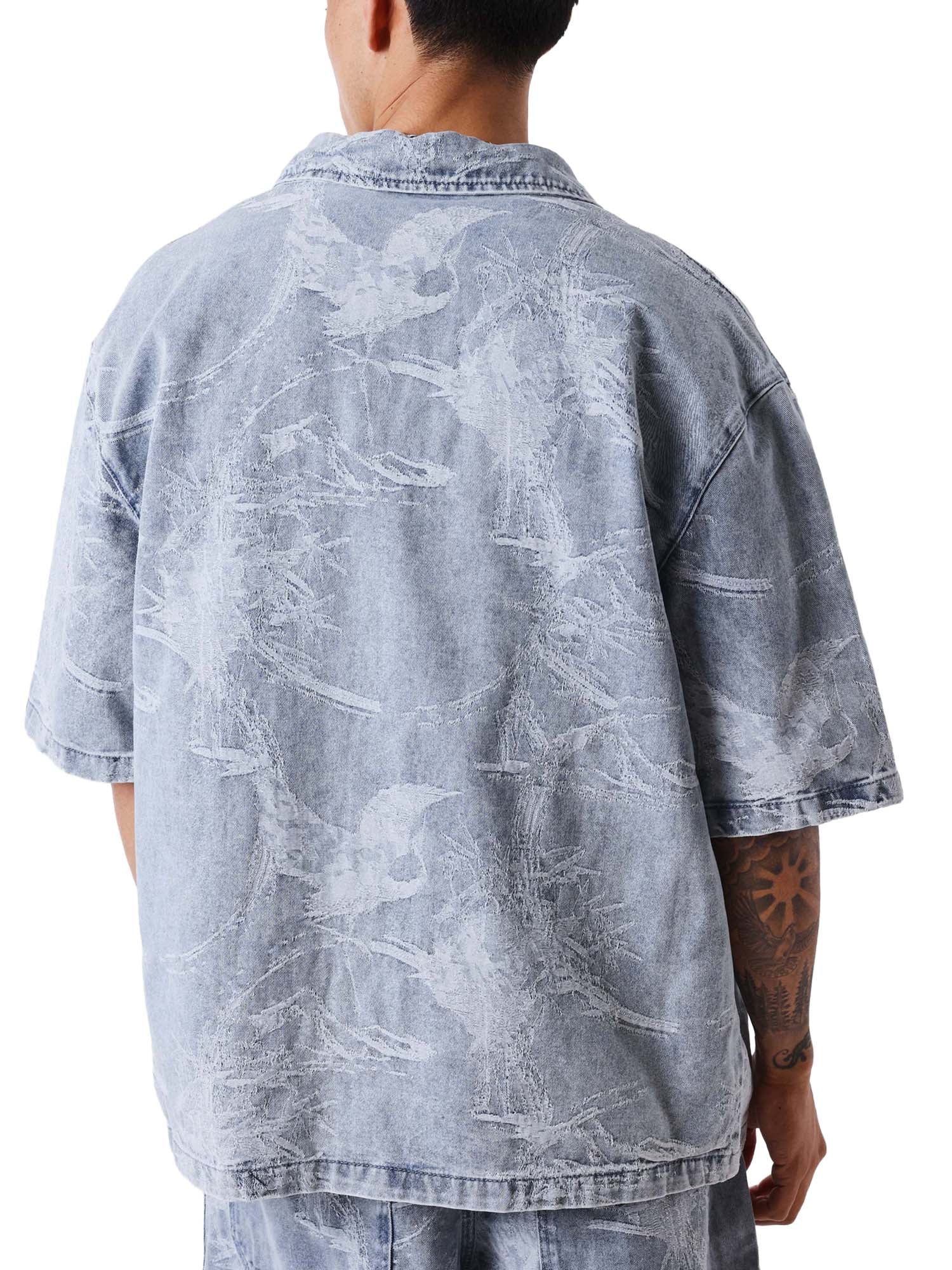Project X Paris Camicia a maniche corte in denim effetto usurato Blu