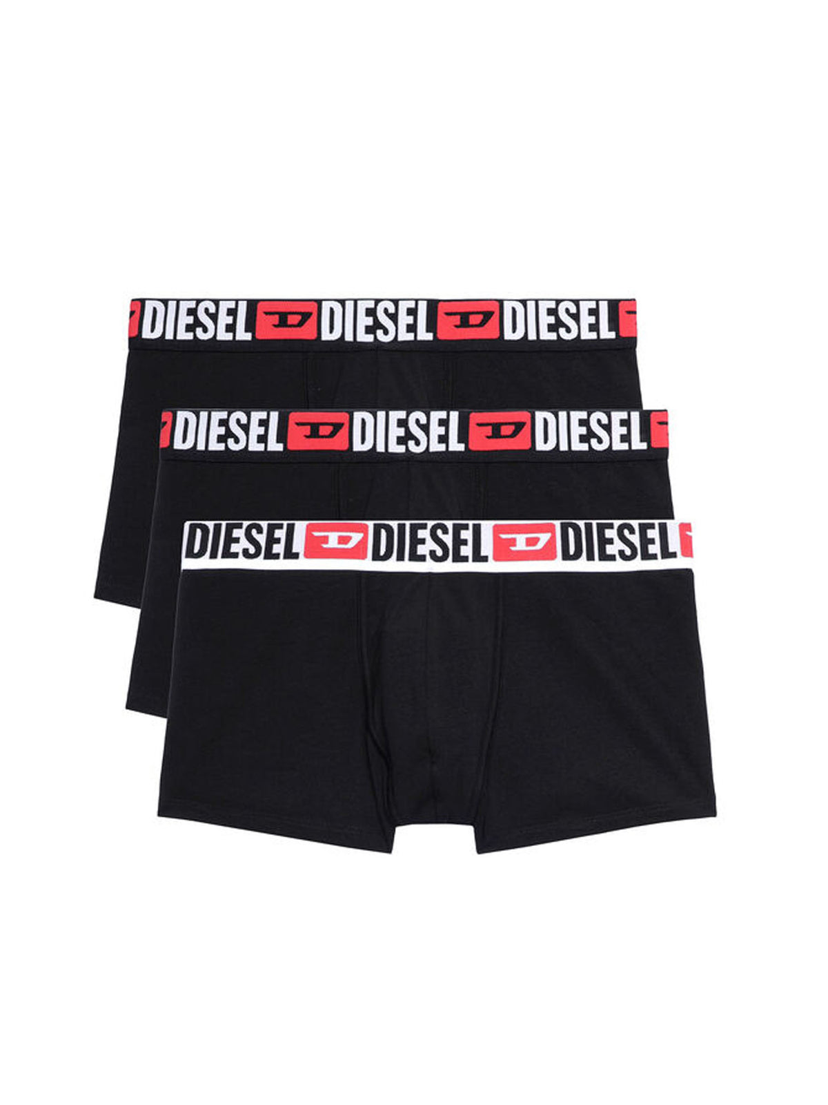 Diesel Set da tre boxer con elastico in vita con logo all-over Nero