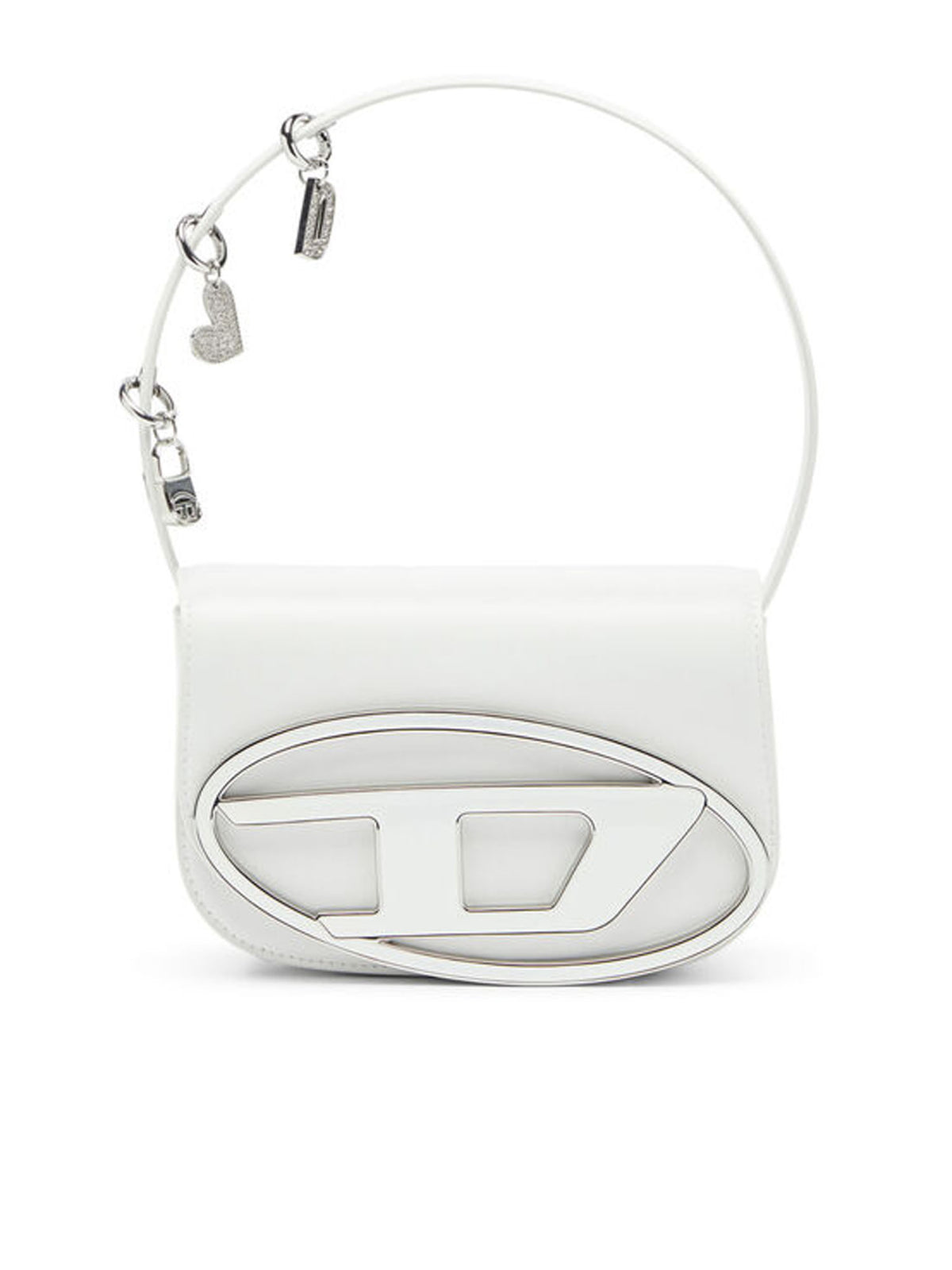 Diesel 1DR -Iconica borsa a spalla in pelle con charms sul manico Bianco