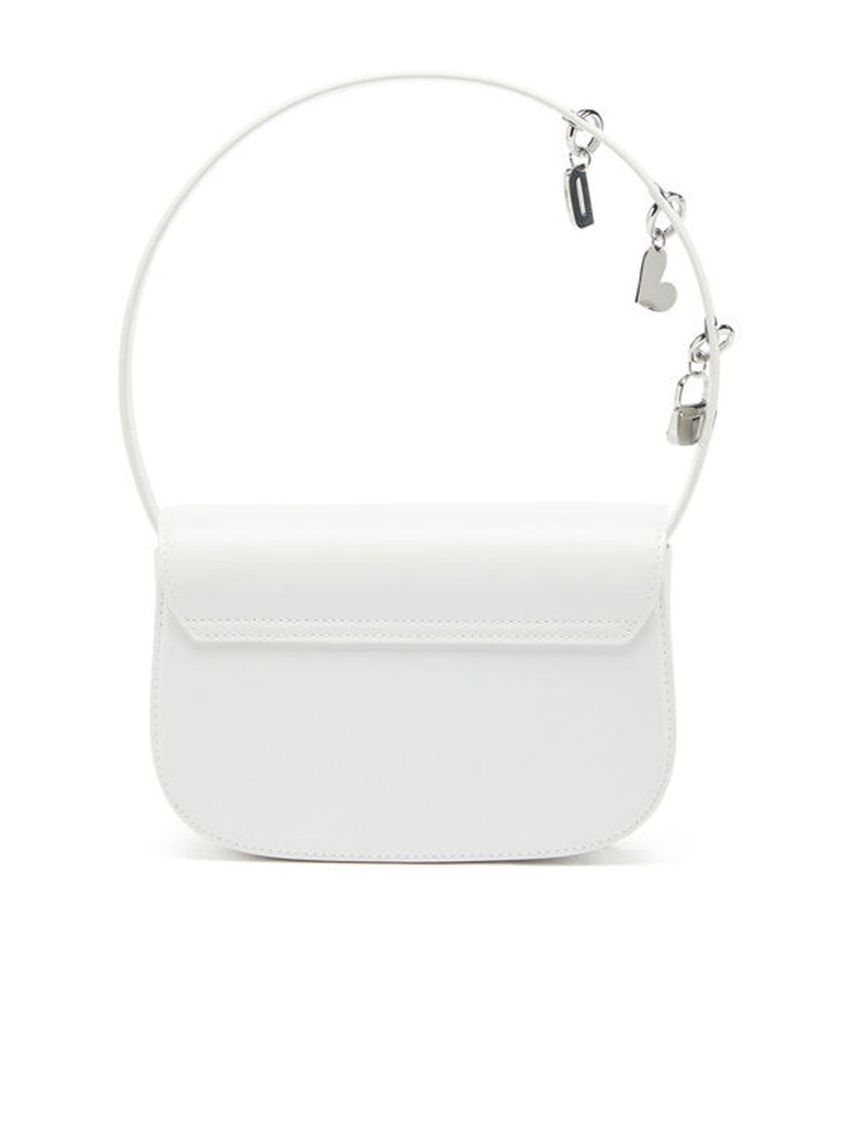 Diesel 1DR -Iconica borsa a spalla in pelle con charms sul manico Bianco