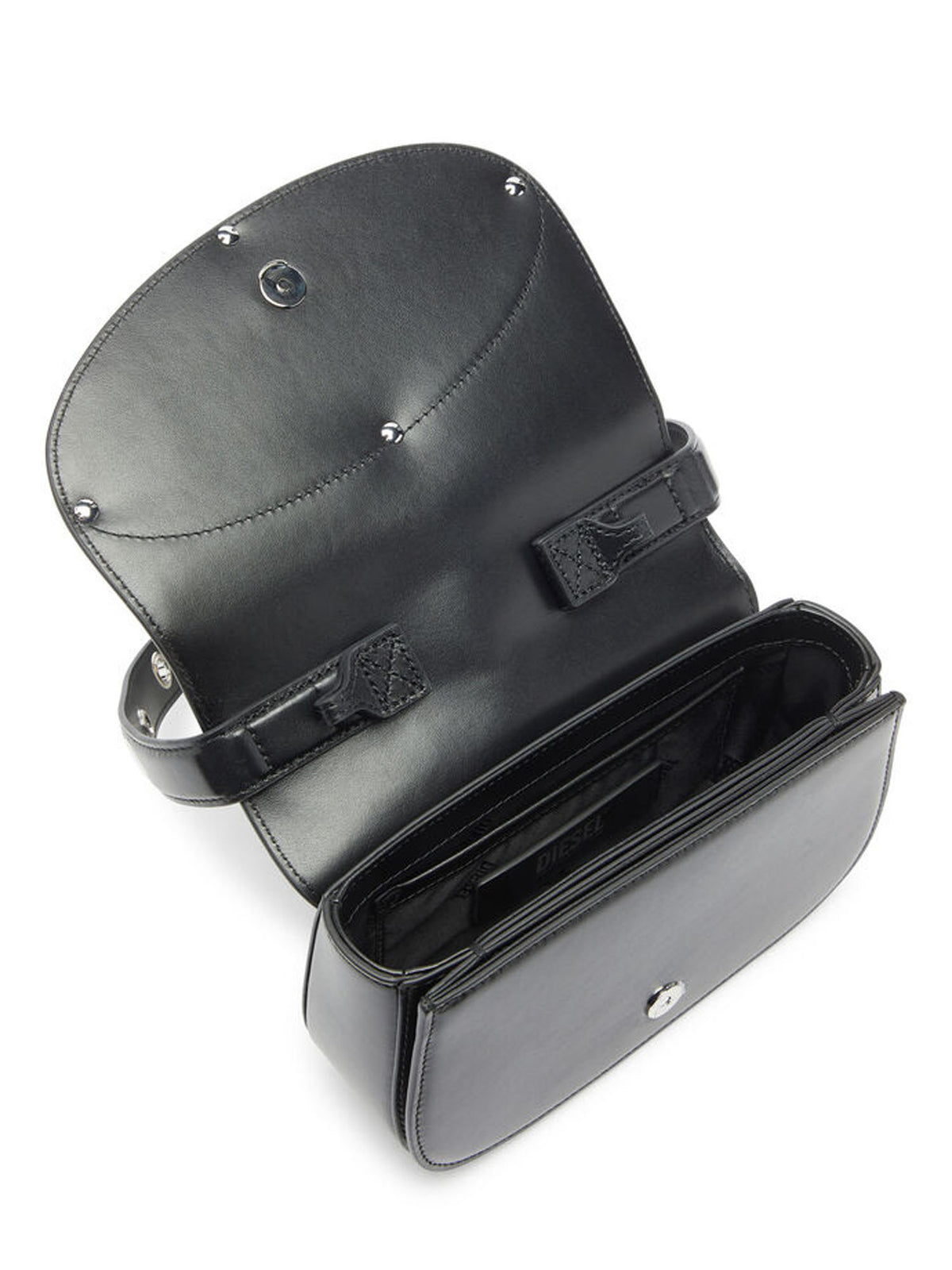 Diesel 1DR -Iconica borsa a spalla in pelle con charms sul manico Nero