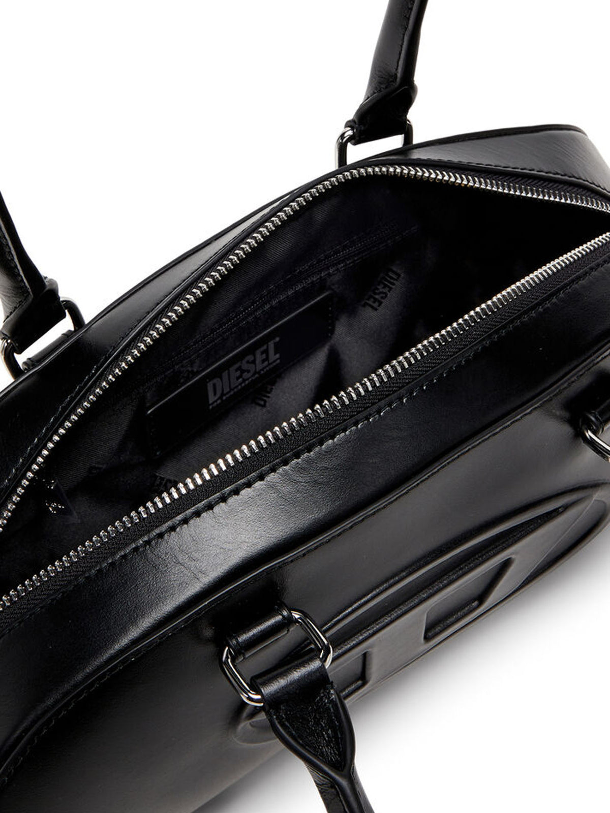 Diesel 1DR Dome - Borsa bowling rettangolare in pelle Nero